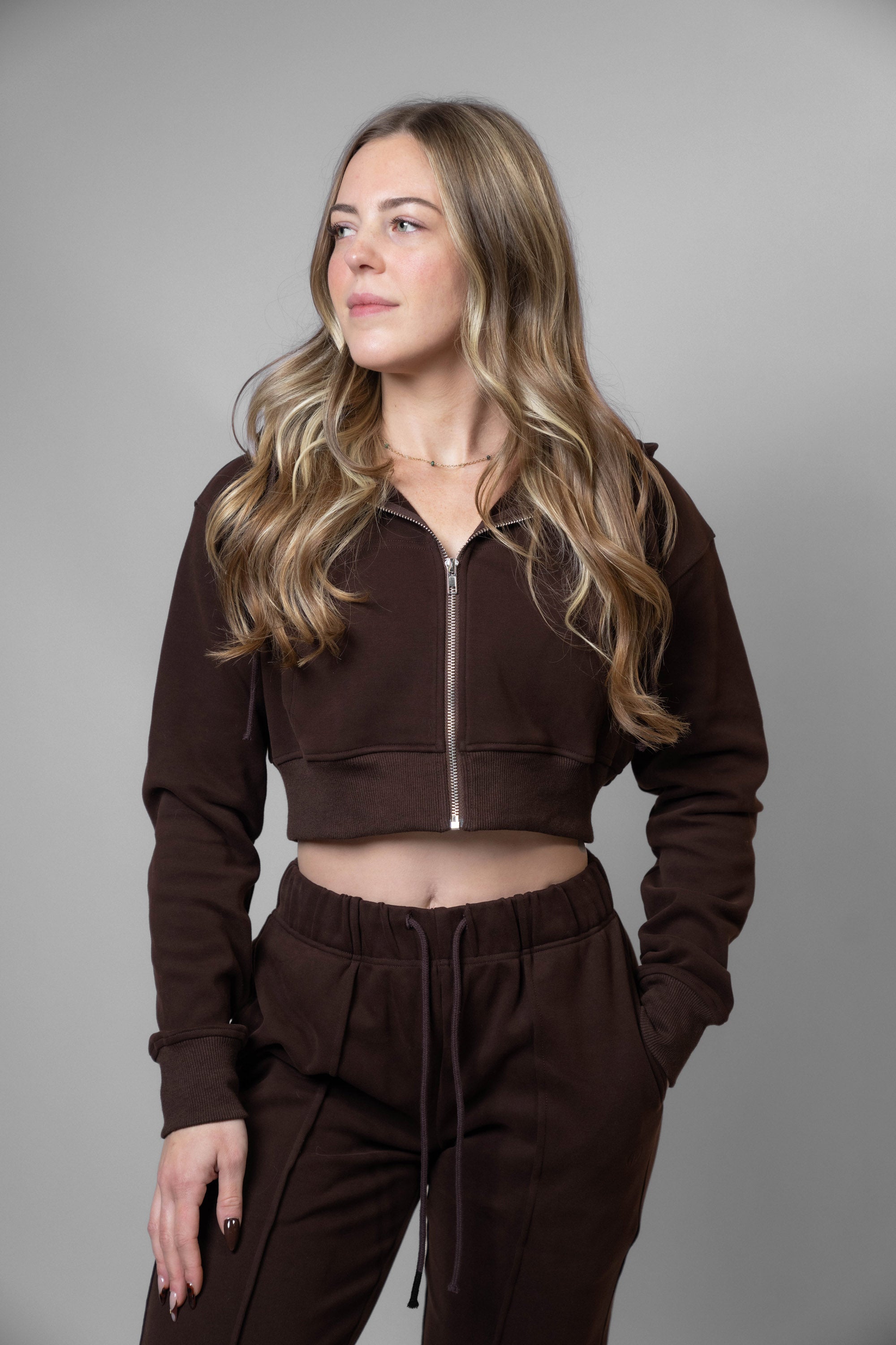 Premium Women's Loungewear Crop Zip Hoodie - Soft Fleece Pullover for Yoga, Home & Casual Wear - Cozy Winter Fashion Essentials