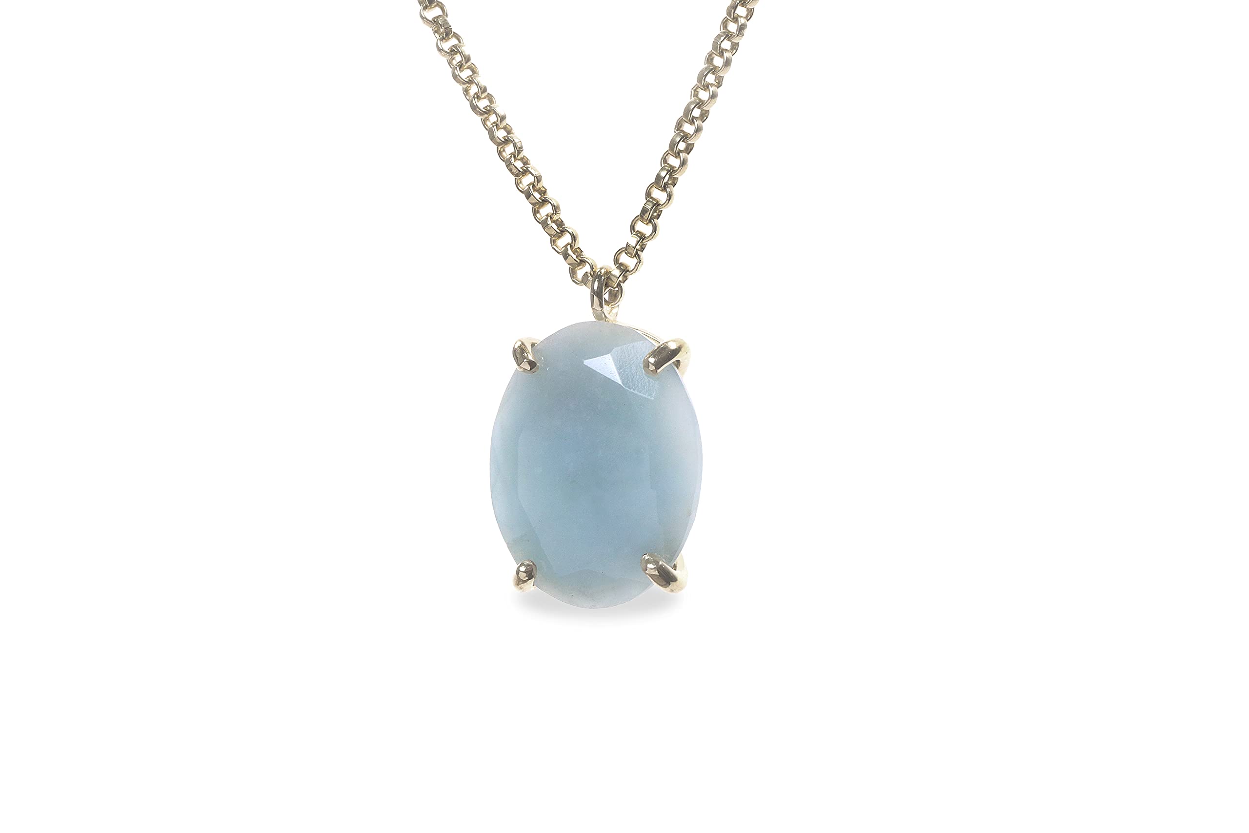 Anemone Jewelry Aquamarine Necklace - Elegant Oval Gemstone Pendant Necklace for Women - Customizable Length, Perfect for Bridal, Birthstone & Fashion Jewelry Gifts - Ideal for Weddings, Anniversaries & Everyday Wear
