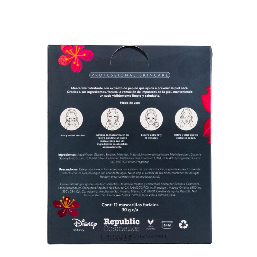 12-Pack Disney Mulan Cucumber Beauty Face Masks - Hydrating & Brightening Sheet Masks for Glowing Skin | Perfect for Spa Day, Self-Care Routine & Gift Giving