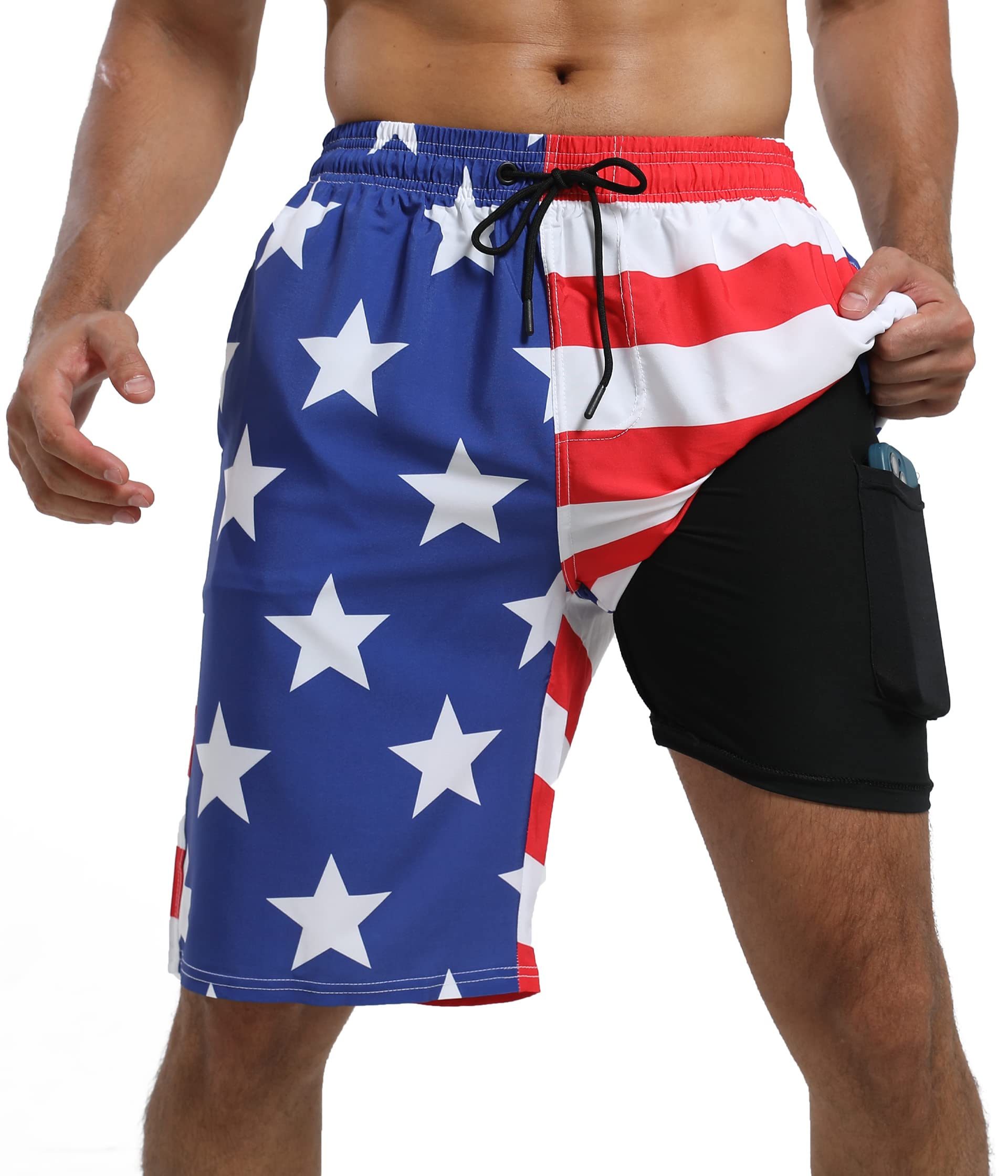 **XSKJY Men's Quick Dry Swim Trunks with Compression Liner - Comfortable Beach Shorts for Swimming, Surfing & Summer Sports | Perfect for Pool, Vacation & Water Activities**