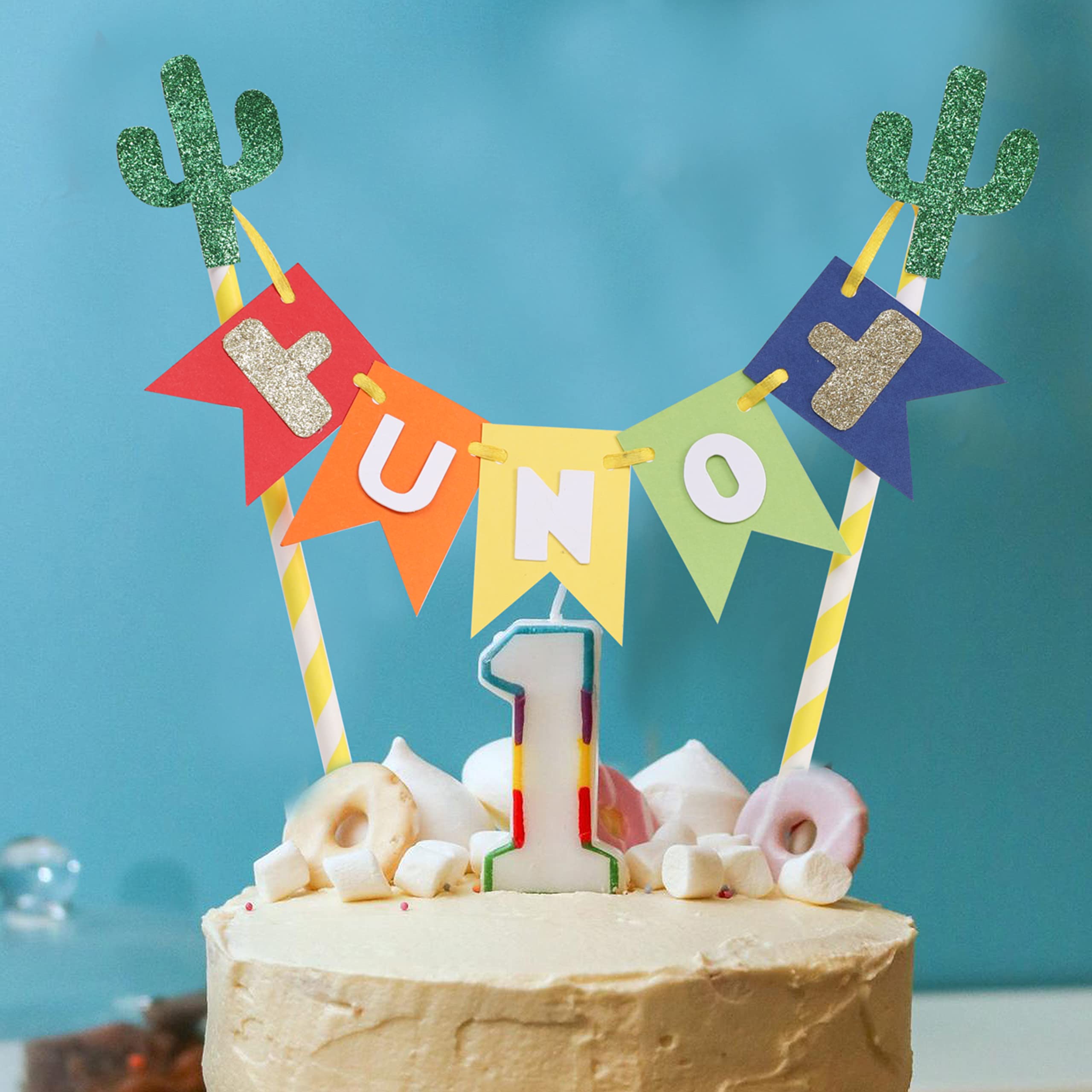 1st Birthday Fiesta Cake Topper - Mexican Themed Glitter Cake Decoration for Birthday Party, Cake Smash Photo Prop & Party Supplies | Perfect for First Birthday Celebrations, Baby Showers & Themed Parties
