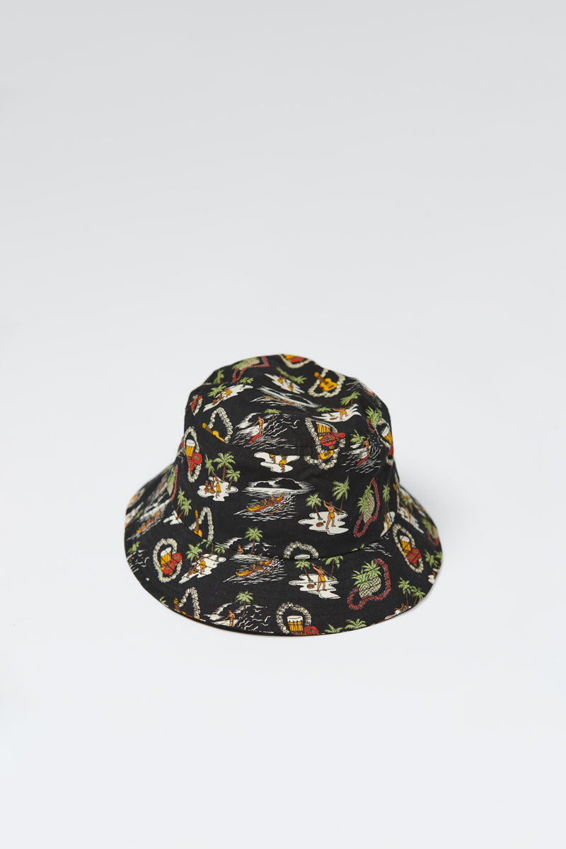 Lite Year Hawaiian Bucket Hat for Men & Women - Breathable Sun Protection Summer Beach Hat, Black - Perfect for Beach Vacation, Surfing, and Outdoor Activities