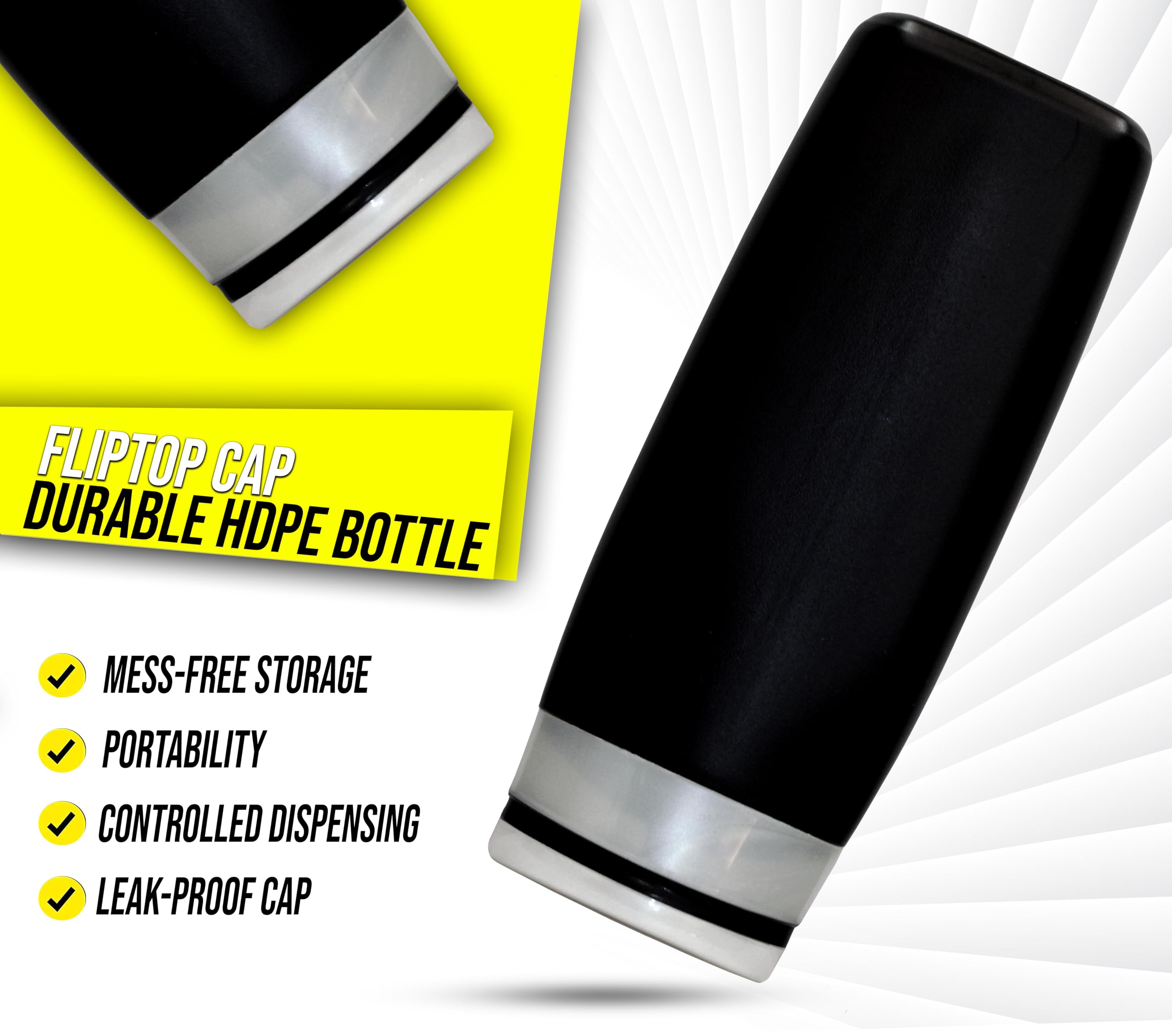 200ml Empty Squeeze Black Bottles - 3 Pack Leak-Proof Refillable Plastic Bottles with Flip Top Caps | Food Grade Safe for Travel, DIY, Cosmetics, Car Care & Household Storage | Perfect for Toiletries, Essential Oils, Cleaning Solutions & Liquid Soaps