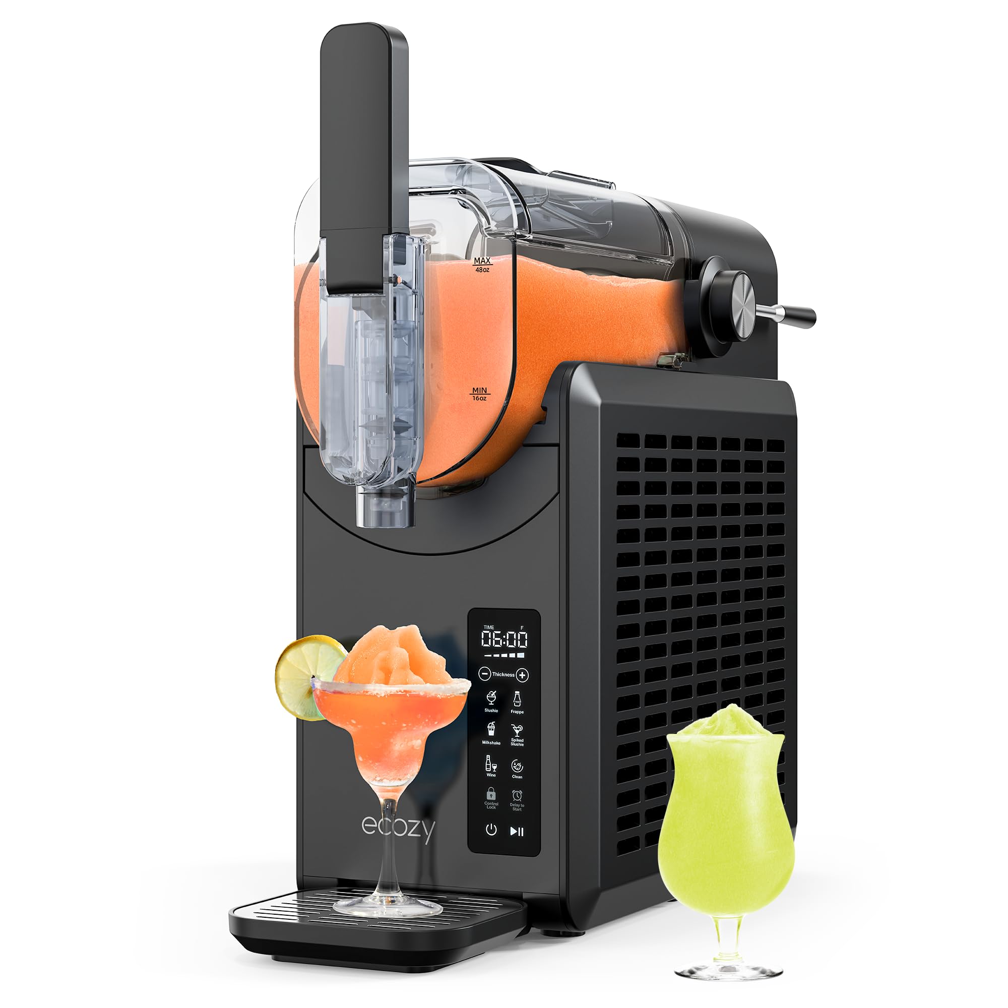 Ecozy 68 oz Slushie Machine with 24-Hour Timer & No Ice Cooling Technology - Touch Screen Frozen Drink Maker for Margaritas, Frappés, Milkshakes - Auto Cleaning & 5 Preset Programs - Perfect for Home Parties, Summer BBQs, and Kids' Treats