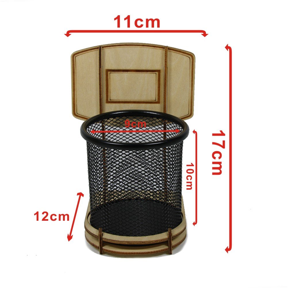 DIY Wooden Basketball Hoop Pen Holder - Desk Organizer & Office Accessories for Basketball Fans - Perfect for Office, Home Desk, and Gift Giving