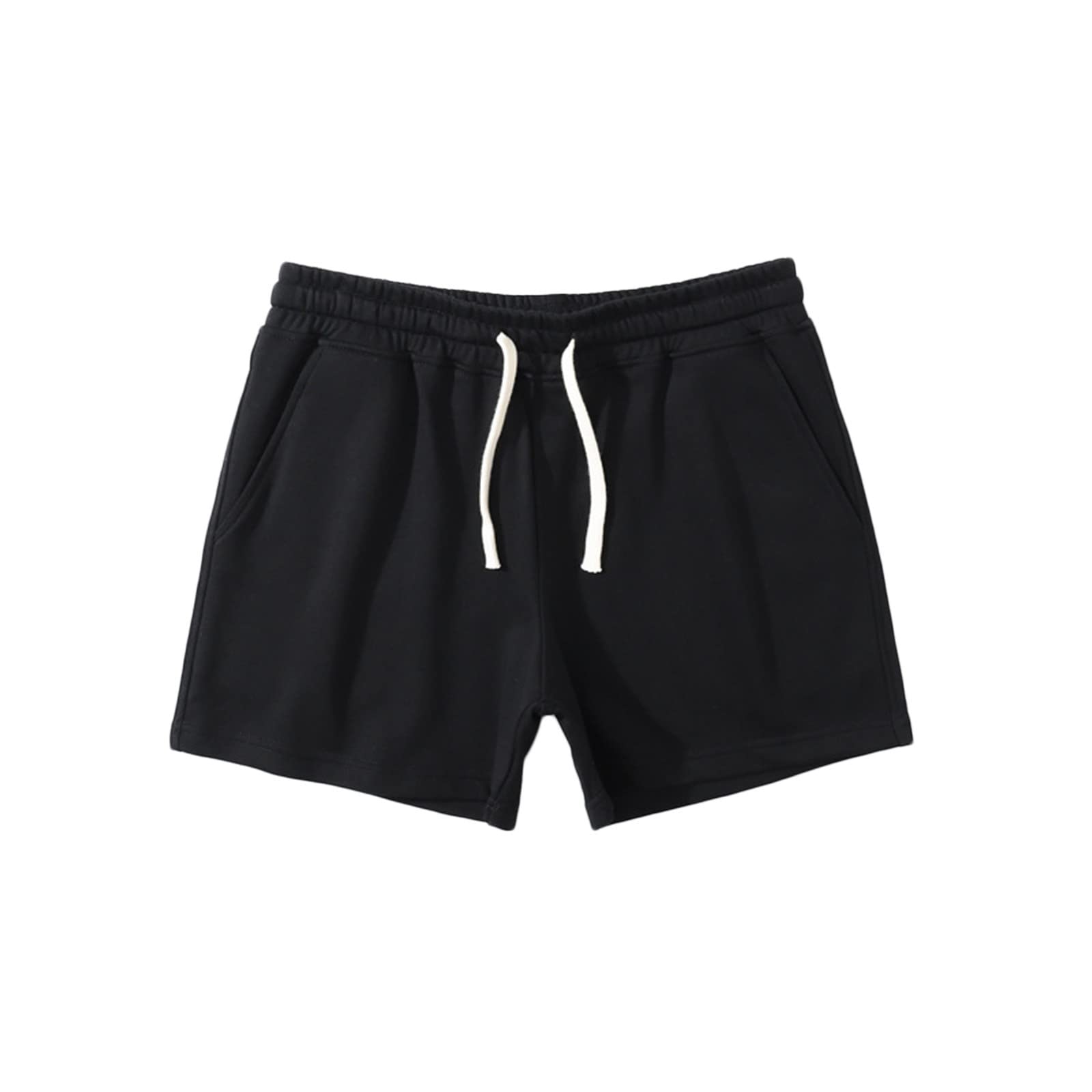 **Men's Gym Shorts - Comfortable Cotton Casual Workout Shorts with Elastic Mid-Waist & Lace-Up Design for Running, Training & Lounge Wear**