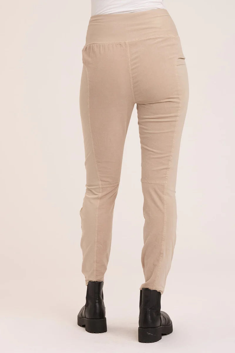 Cord Penny Legging Sand - Women's Stretch Corduroy Pants for Casual Wear & Fall Fashion | Perfect for Office, Lounge & Outdoor Activities