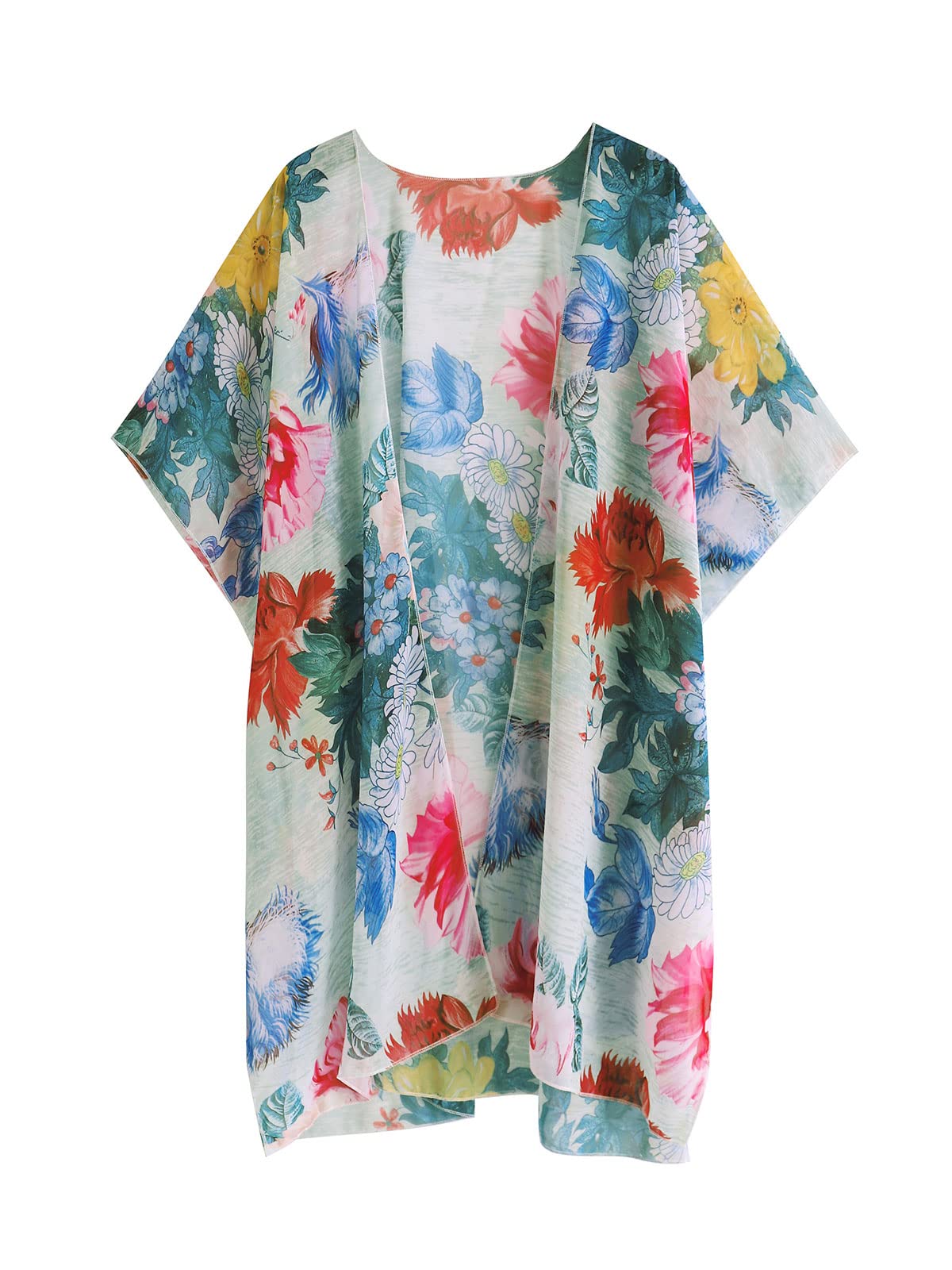 MayBuy Women's Summer Long Flowy Kimono Cardigan - Lightweight Boho Chiffon Beach Cover Up for Women - Perfect for Beach, Pool, Vacation & Casual Outings
