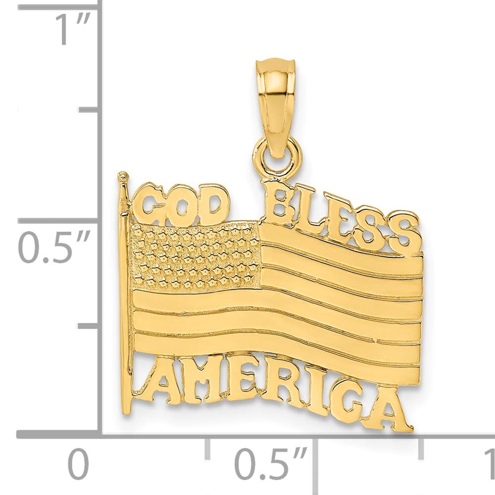 14K Yellow Gold God Bless America Flag Charm Pendant - FJC Finejewelers - Patriotic Jewelry for Memorial Day, 4th of July & Everyday Wear