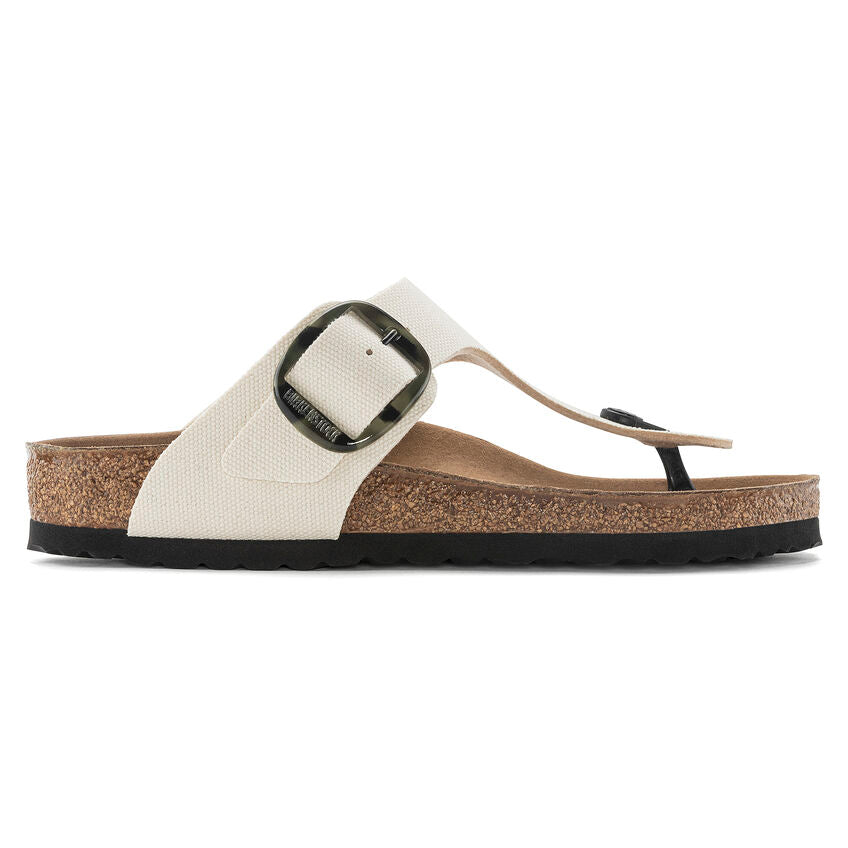 Birkenstock Gizeh Vegan Big Buckle Sandals - Women's Comfortable Textile Footwear in Eggshell White | Perfect for Summer, Beach, and Casual Outfits