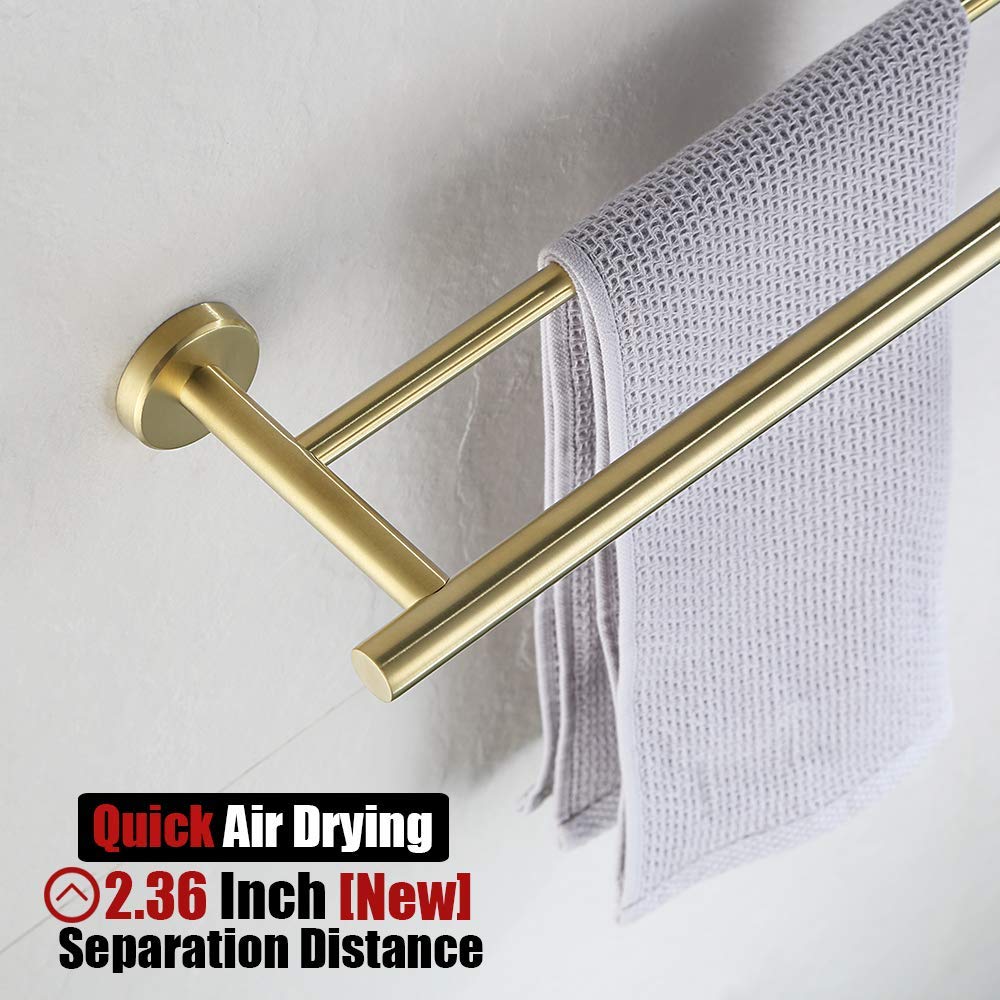 Brushed Gold Towel Ring - 304 Stainless Steel Bathroom Hand Towel Holder, Wall Mounted Light Gold TR130-BG - Perfect for Modern Bathrooms & Powder Rooms