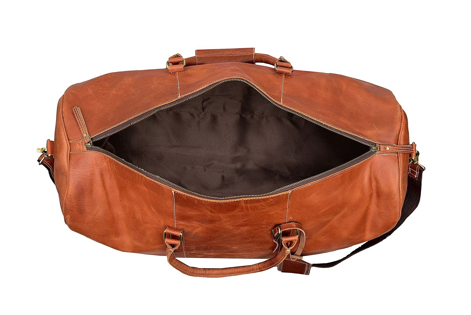 24 Inch Full Grain Leather Duffel Bag for Men & Women - Travel, Gym, Sports & Weekend Overnight Bag - Durable Carryall for Business Trips, Workouts & Vacation Packing