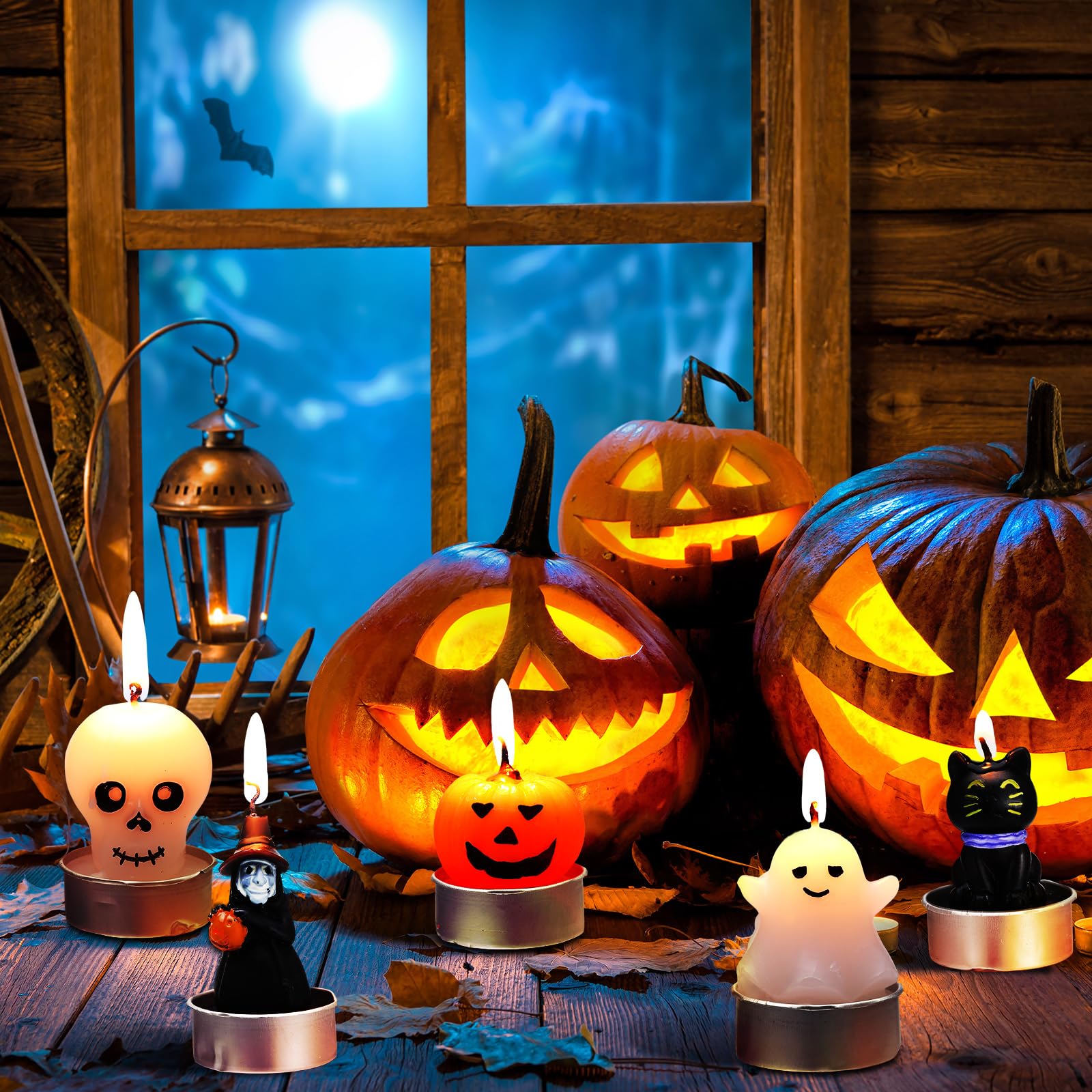 Jutom 20-Pack Halloween Ghost Candles - Mini Pumpkin Soy Wax Candles for Spooky Decor, Cute Halloween Party Supplies, Table & Bedroom Decorations (Stylish) - Perfect for Halloween Parties, Home Decor & Gift Giving