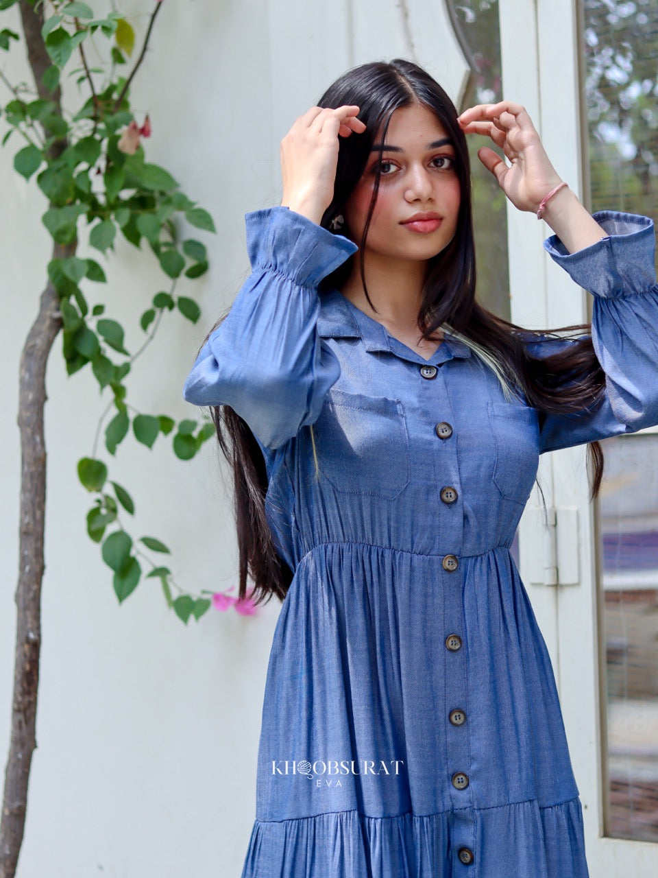 JANHVI Blue Dress for Women - Elegant & Stylish Casual Wear for Parties, Dates & Summer Outfits