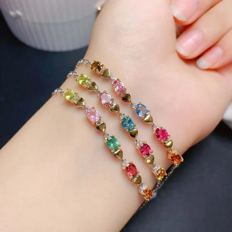 Vibrant Multi-Color Tourmaline Gemstone Bracelet for Women | Handmade Healing Crystal Jewelry | Perfect for Meditation, Yoga & Spiritual Gifts (B078)