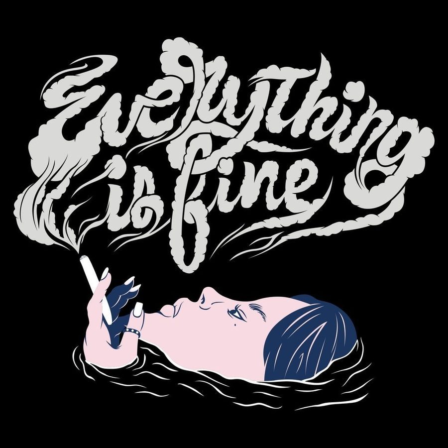 Women's Everything Is Fine Boyfriend Fit T-Shirt - Black | Casual Comfort Tee for Everyday Wear, Lounge & Outings
