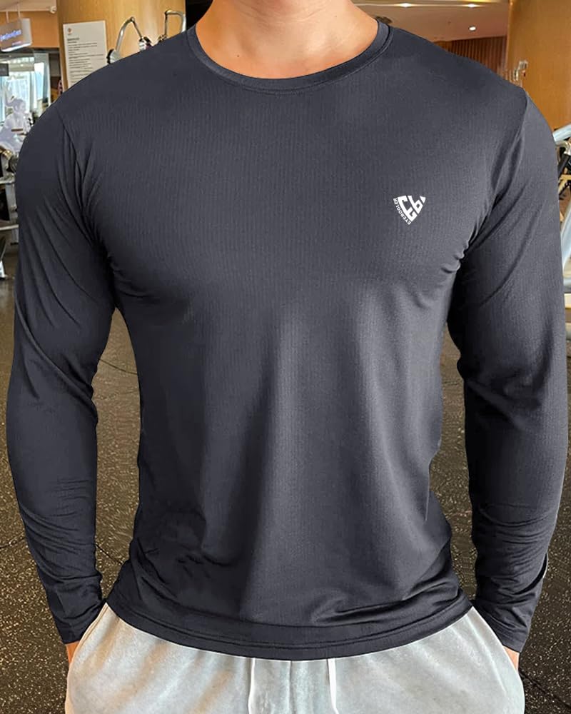 EYEBOGLER Men's Round Neck Full Sleeve Active T-Shirt - Breathable Workout Tee for Gym, Running & Casual Wear | Regular Fit Cotton Comfort Shirt