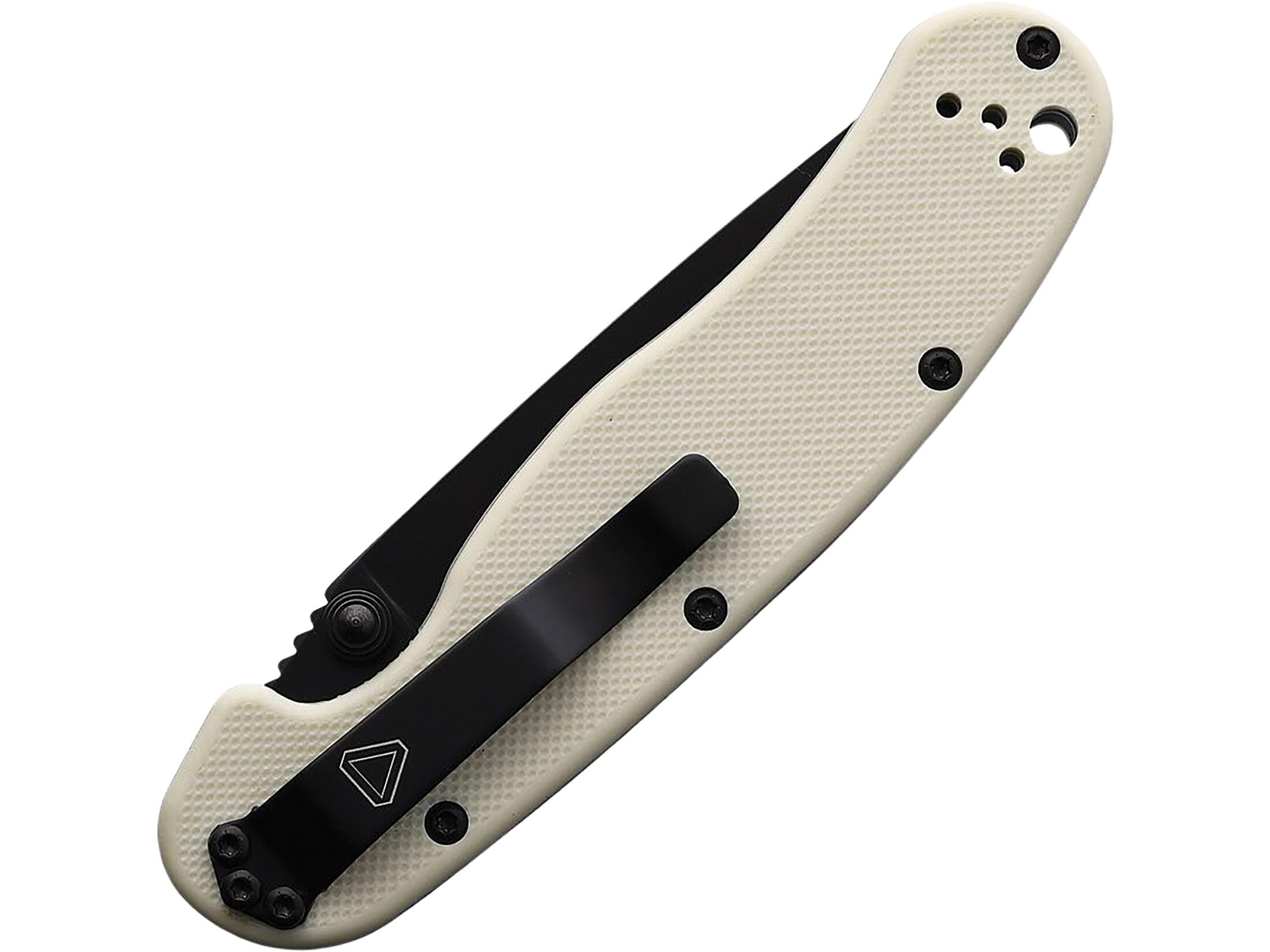 Ontario Knife Company Rat II Folding Pocket Knife - Black AUS-8 Stainless Steel Drop-Point Blade, Bone Nylon Handle, Liner Lock - ON8862BONE | EDC, Camping, Hiking, Survival & Everyday Carry Knife