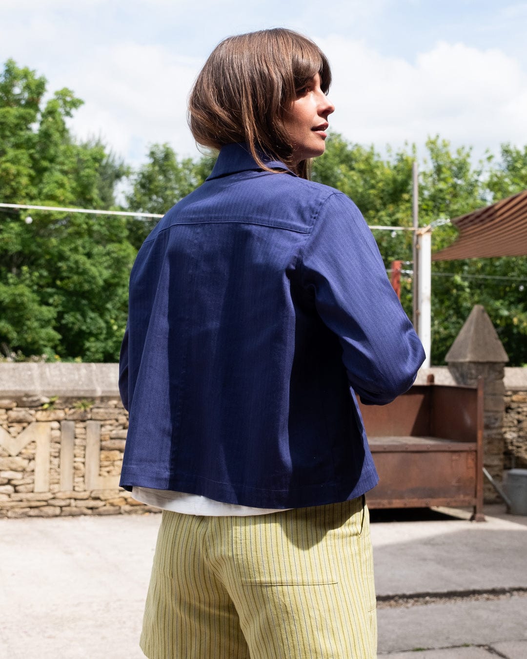 Corinne Women's Cotton Utility Jacket - Lightweight Indigo Denim Workwear Jacket for Casual Outfits & Outdoor Adventures