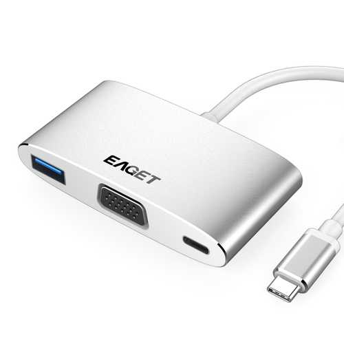 EAGET CH12 USB C Hub with 4K VGA, USB 3.0 Ports, 100W PD Charging - Multi-Port Docking Station for MacBook Pro/Air, Dell XPS, HP Laptops - Perfect for Home Office, Remote Work & Travel
