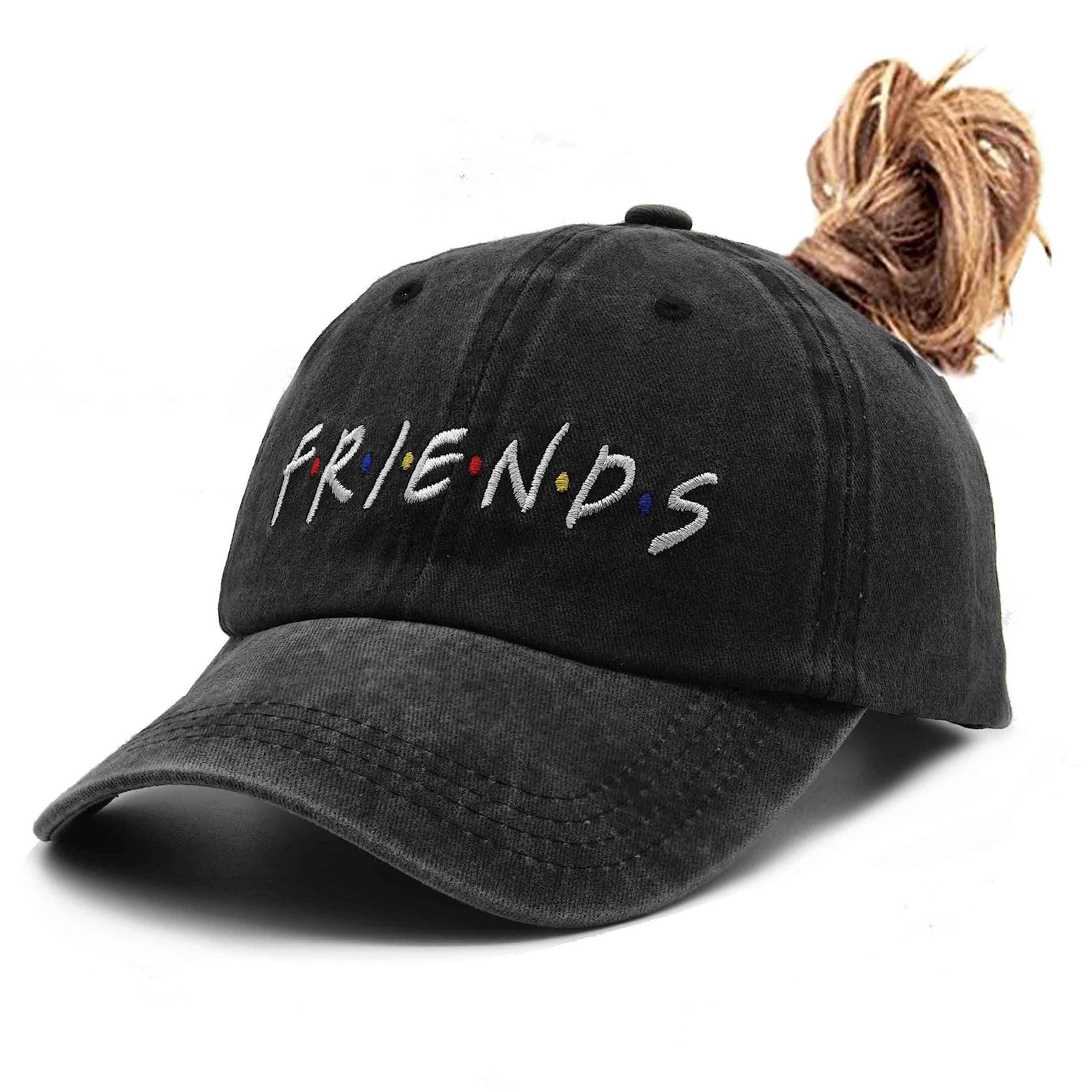Waldeal Embroidered Women's Friends Ponytail Baseball Cap - Distressed Vintage Washed Dad Hat for Casual Outfits & Outdoor Activities