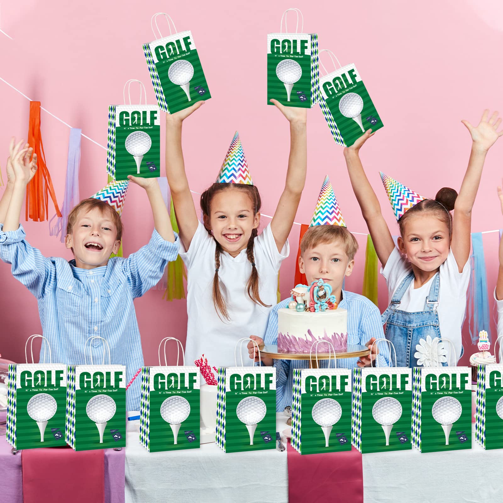 12-Piece Golf Party Favor Bags Set - Golf Theme Paper Gift Bags for Birthday Parties, Baby Showers & Decorations | Perfect for Golf-Themed Events, Tournaments & Celebrations