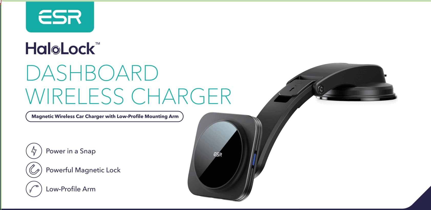 ESR MagSafe Car Mount Wireless Charger - Magnetic Dashboard Phone Holder for iPhone 16/15/14/13/12 & Galaxy S25 - Fast Charging Car Accessories (Black) - Perfect for Commuting, Road Trips & Hands-Free Driving