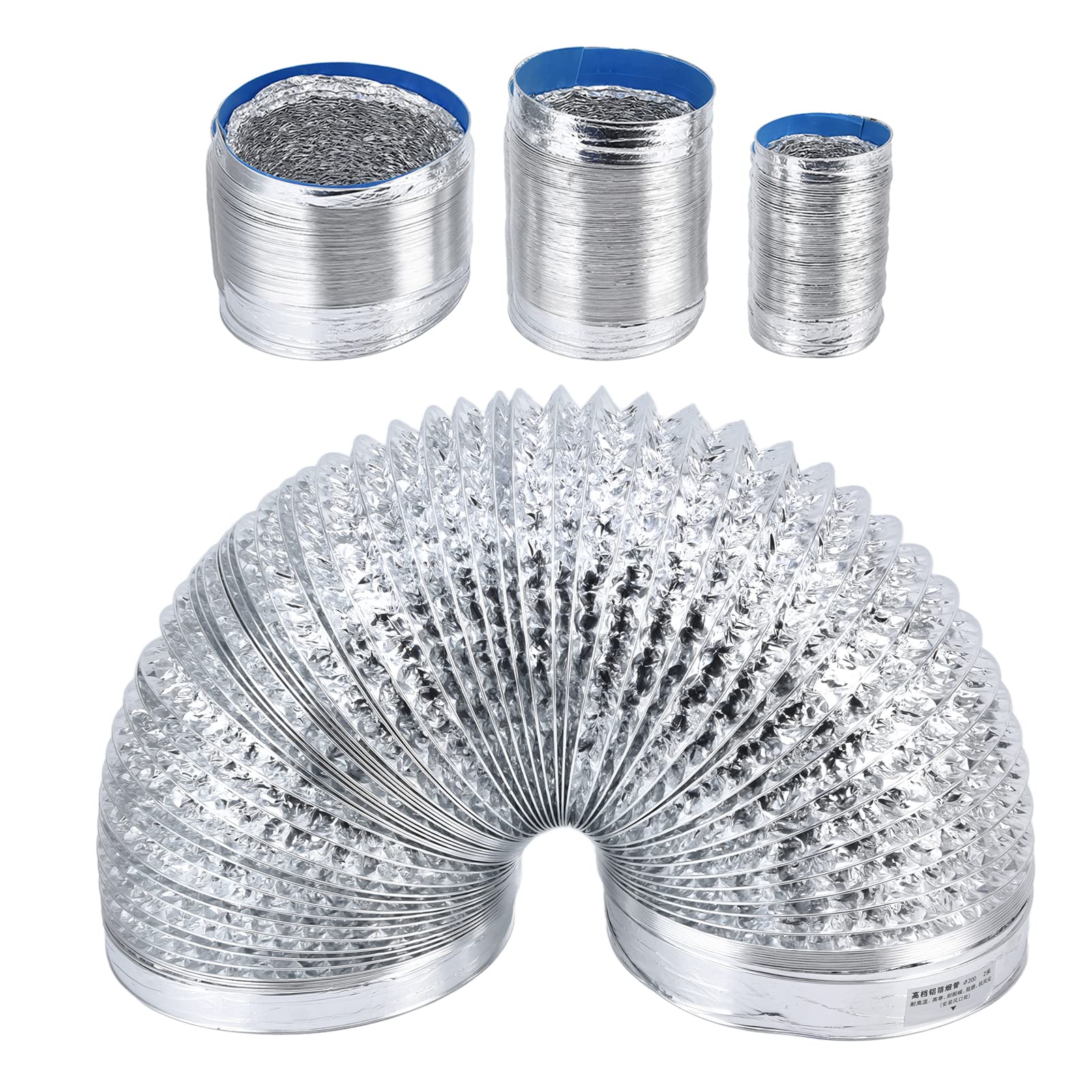YOUTHINK 8-Inch Aluminum Foil Dryer Vent Hose - 78.7in High-Temp Resistant Flexible Duct with Double Layer & Superior Sealing | Ideal for Clothes Dryer, HVAC & Ventilation Systems