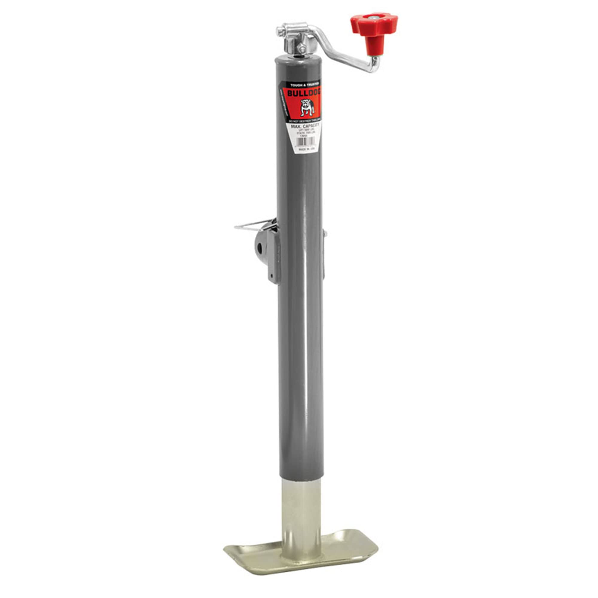 Bulldog Swivel Jack - 15-Inch Travel, Weld-On Tubular Mount, 5000 lb Lift Capacity with Foot Plate | Heavy Duty Trailer & RV Leveling Jack for Camping & Towing