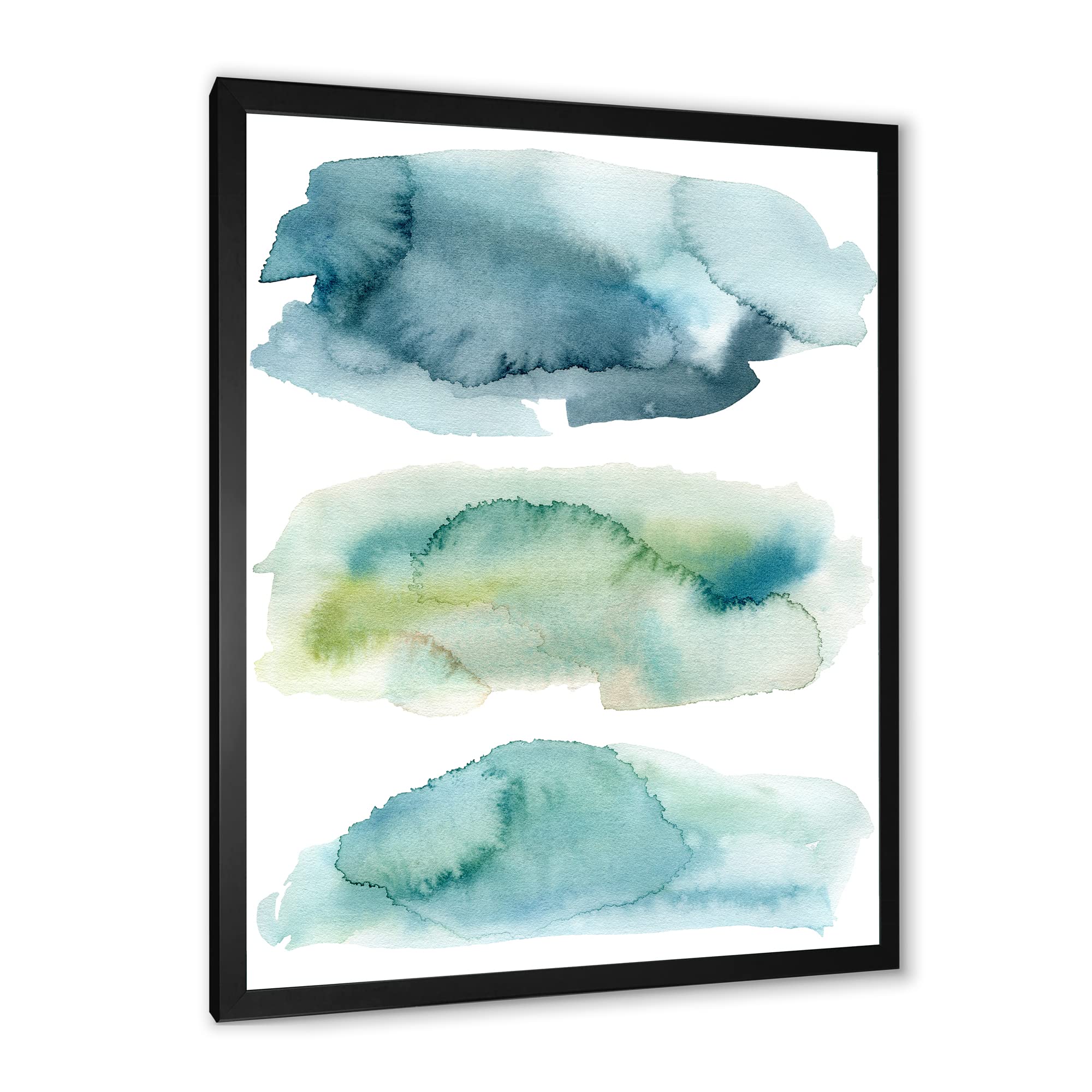 Blue and Green Clouds Modern Framed Wall Art - Contemporary Home Decor for Living Room, Bedroom & Office