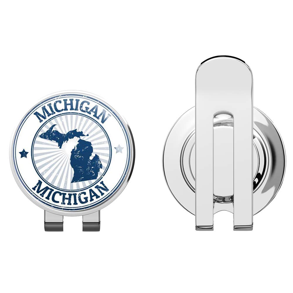 Michigan Golf Hat Clip with Magnetic Ball Marker - Durable Travel Accessory for Golfers - Perfect for Golf Courses, Tournaments & Outdoor Adventures