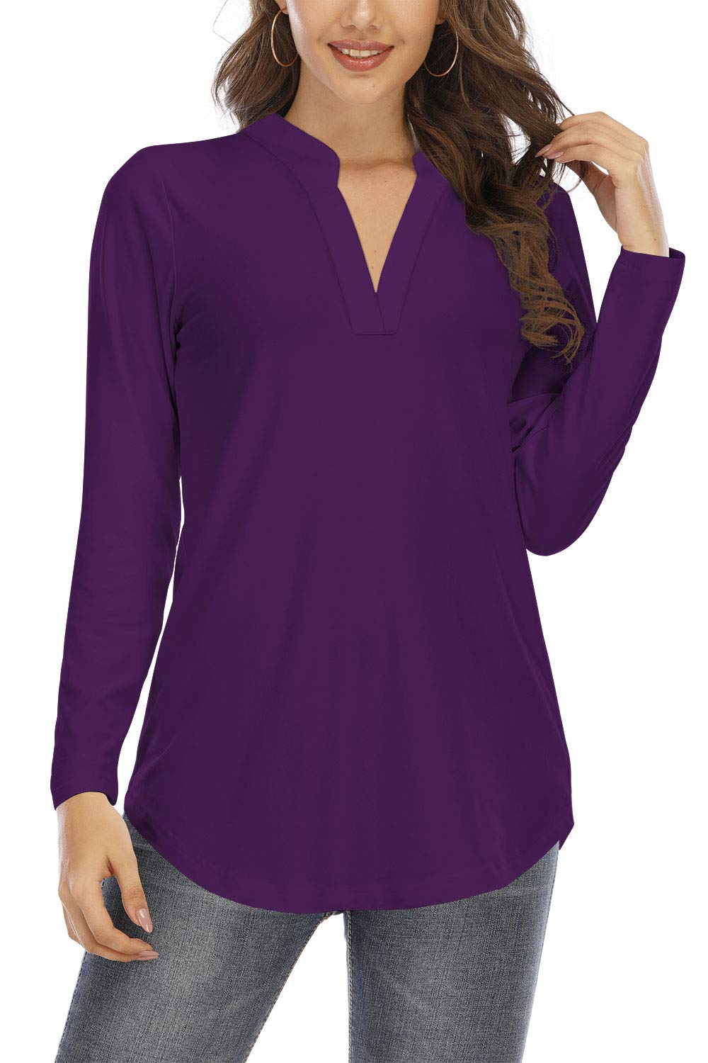 Beauhuty Women's Floral Printed V-Neck Tunic Blouse - Casual Short & Long Sleeve Tops for Spring/Summer - Perfect for Office, Date Night & Weekend Outings