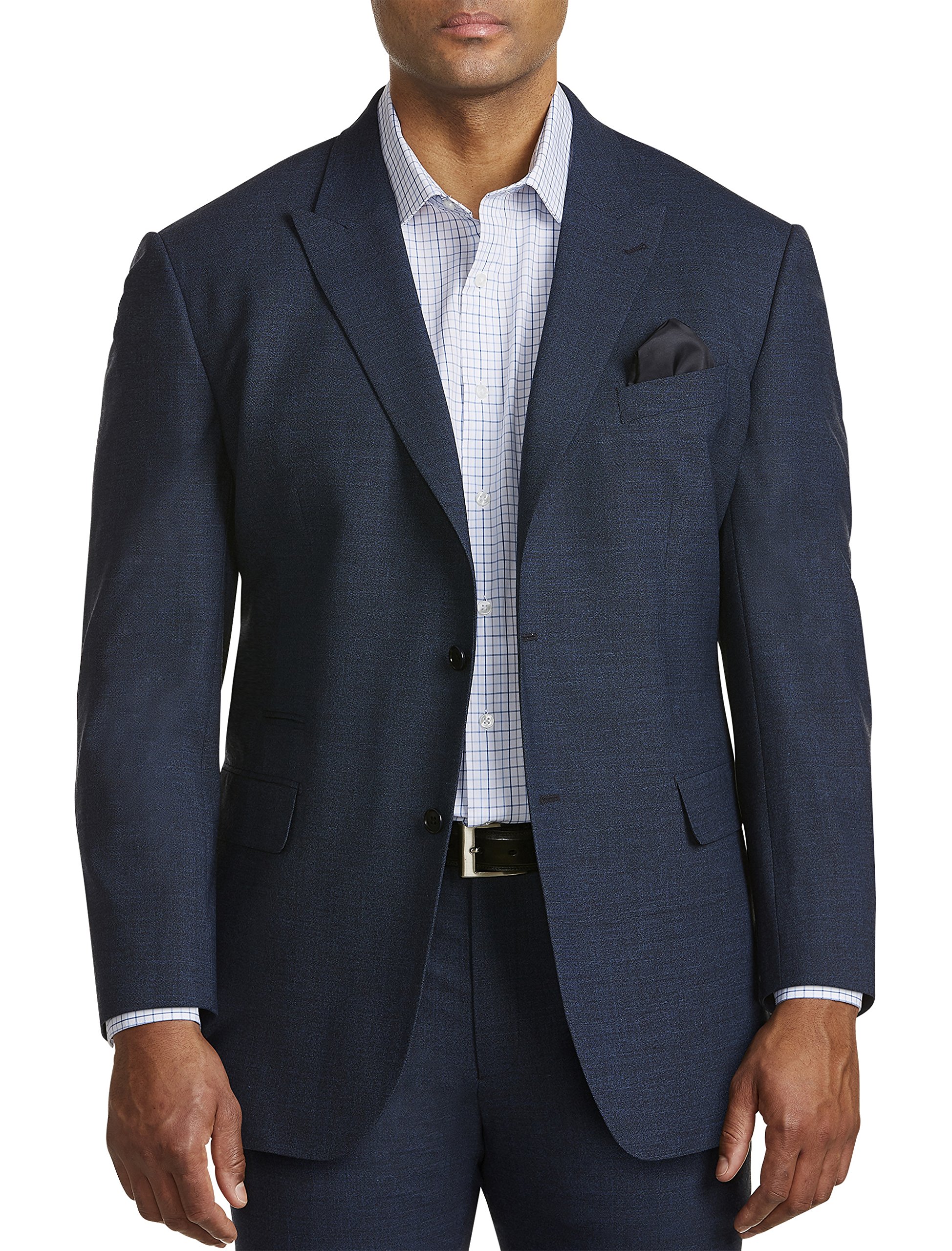 Synrgy by DXL Big & Tall Relaxer Performance Melange Suit Jacket for Men - Comfortable Blue Blazer for Office, Business Meetings & Formal Occasions