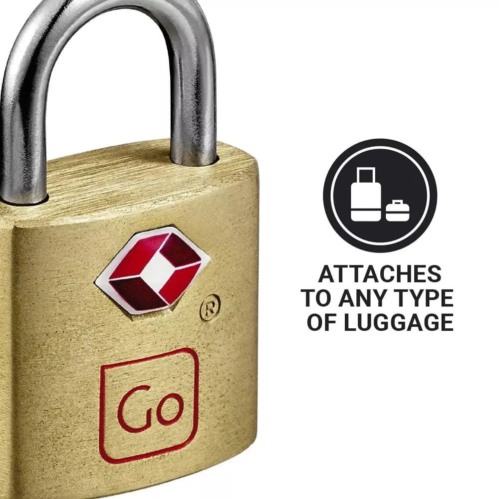 Go Travel Classic Brass Key Twin Padlocks TSA Approved - Secure Luggage, Backpacks & Suitcases for Travel, Gym & Storage