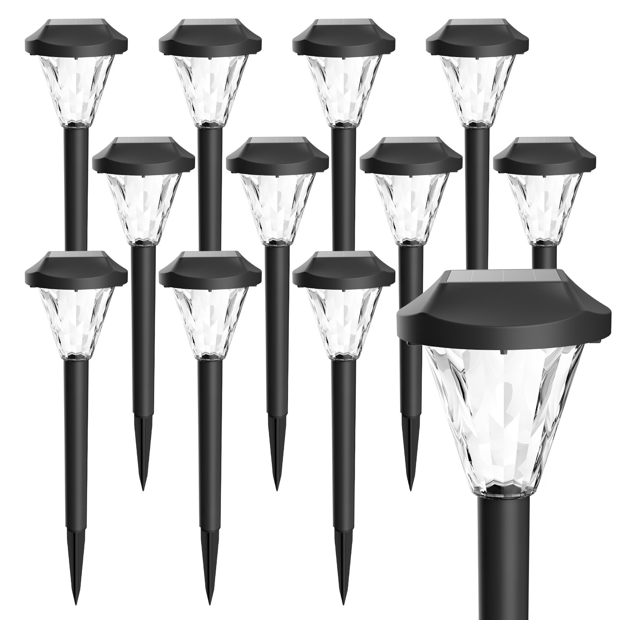 GIGALUMI 12 Pack Solar Powered Outdoor Lights Waterproof - Upgraded Solar Garden Lights for Pathway, Patio, Lawn, Yard & Landscape - Perfect for Evening Ambiance, Backyard Decor & Energy-Efficient Outdoor Lighting