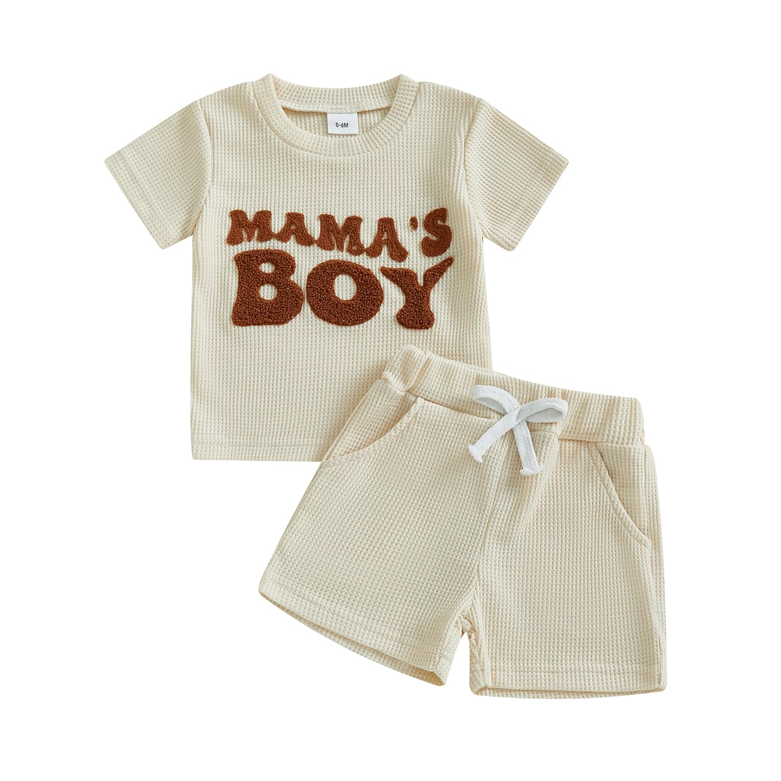 Baby Boy Summer Outfit Set - Short Sleeve T-Shirt & Casual Shorts - Soft Waffle Knit Fabric - Newborn & Toddler Clothes (6-24 Months) - Perfect for Playdates, Beach Trips & Outdoor Adventures