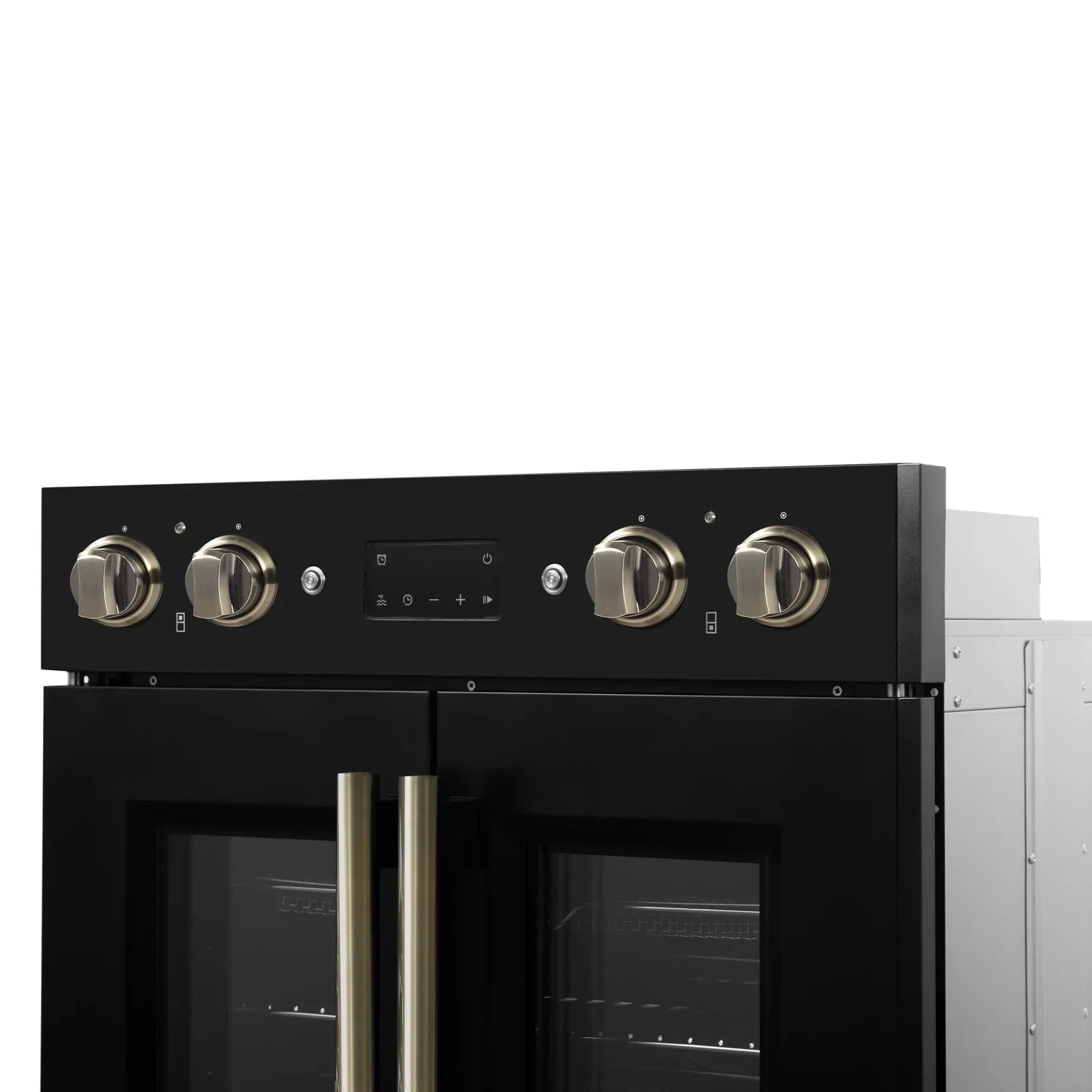 Forno Asti 30 Inch Double Electric Wall Oven with French Doors - Black Finish & Antique Brass Trim (Model FBOEL1340 30BLK) - Perfect for Modern Kitchens, Baking & Entertaining