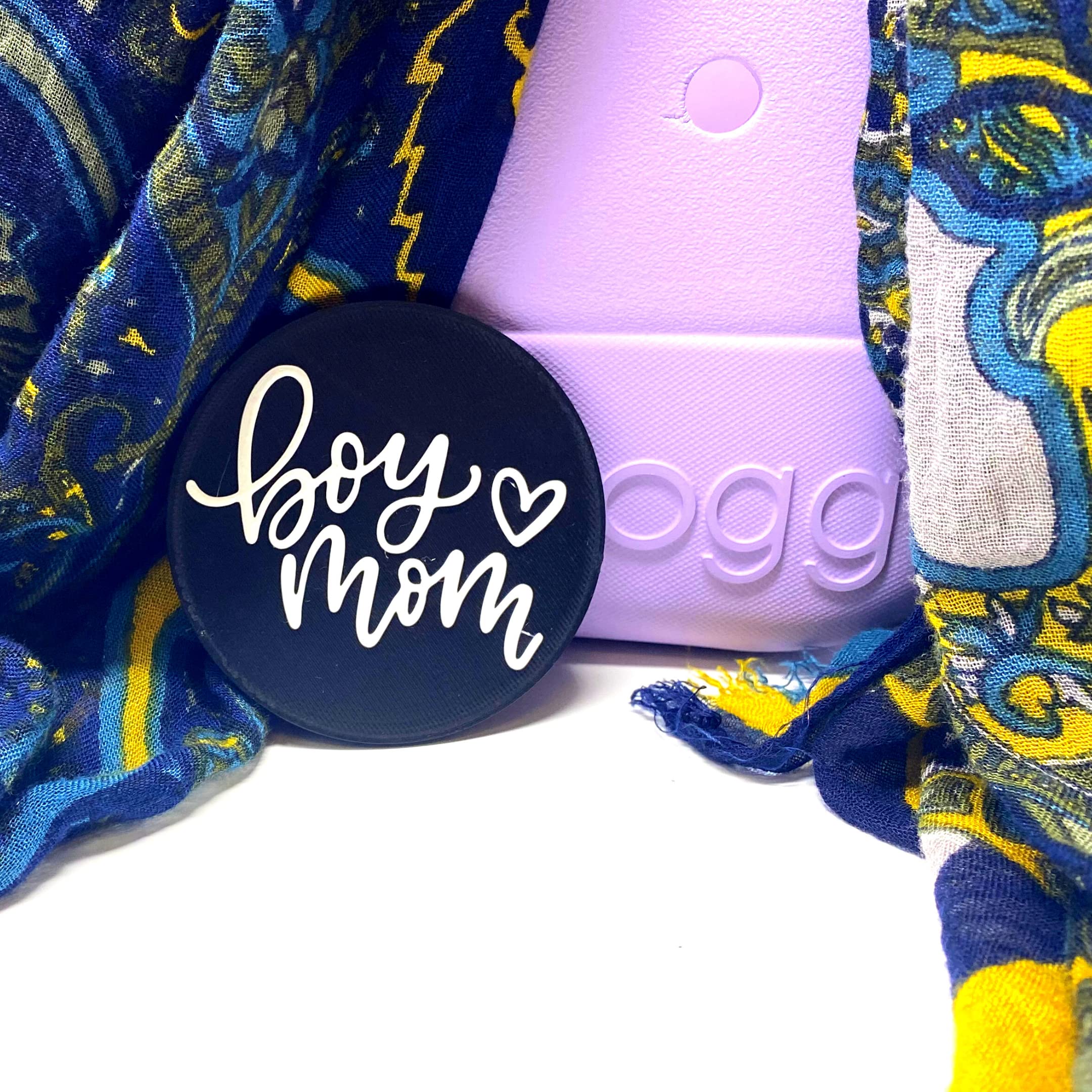 FRESHe BOGLETS - Boy Mom Charm for Bogg Bags & Totes | Decorative Accessory to Personalize Your Beach Bag, Pool Tote or Diaper Bag | Black & White Design | Perfect for Moms, Beach Trips & Pool Parties