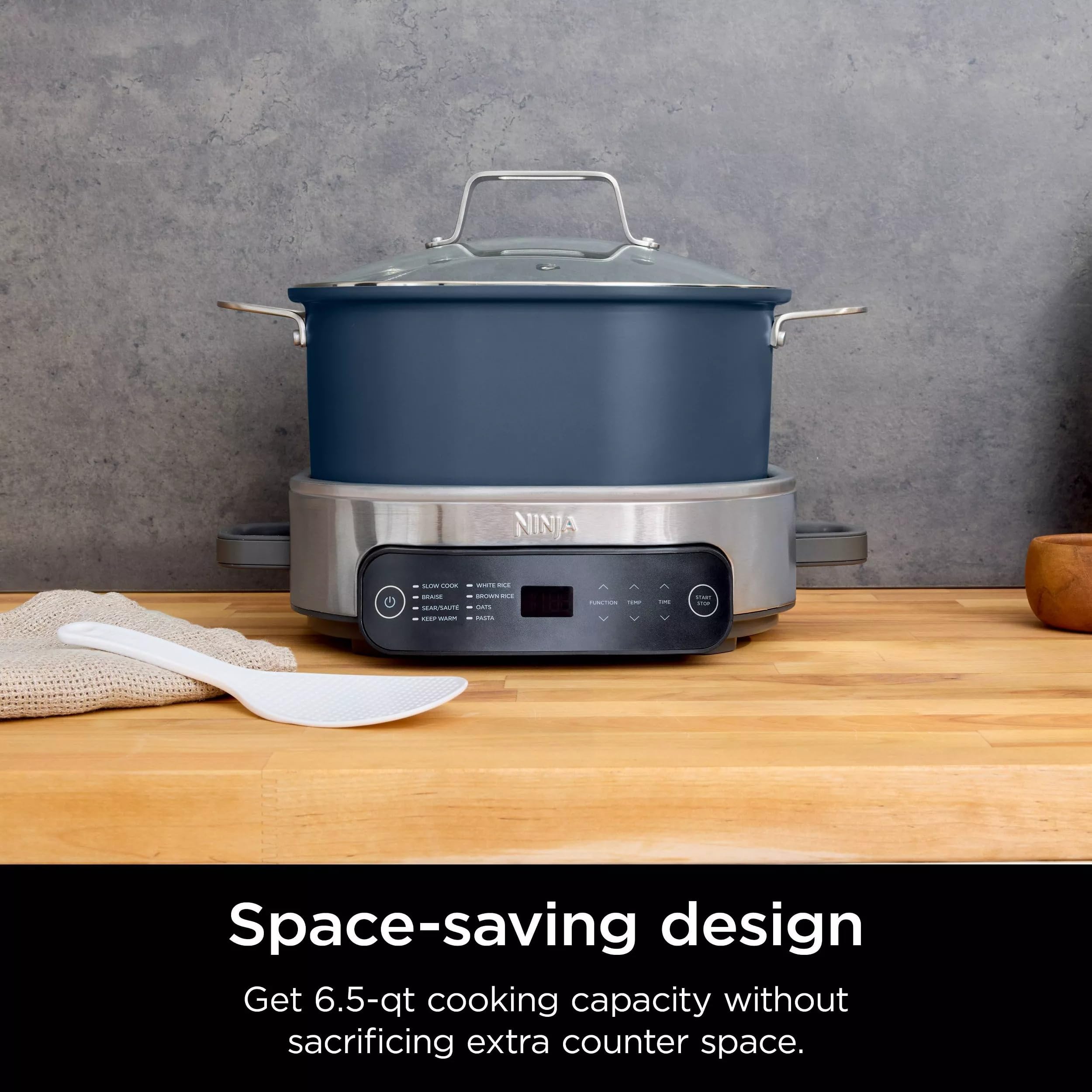 Ninja MC1101 Foodi Everyday Possible Cooker Pro - 8-in-1 Multi-Cooker with 6.5 QT Family-Sized Capacity | Pressure Cooker, Slow Cooker, Steamer & More | Adjustable Temp Control | Faster Cooking | Stone Purple (Renewed) | Perfect for Meal Prep, Family Dinners & Healthy Cooking