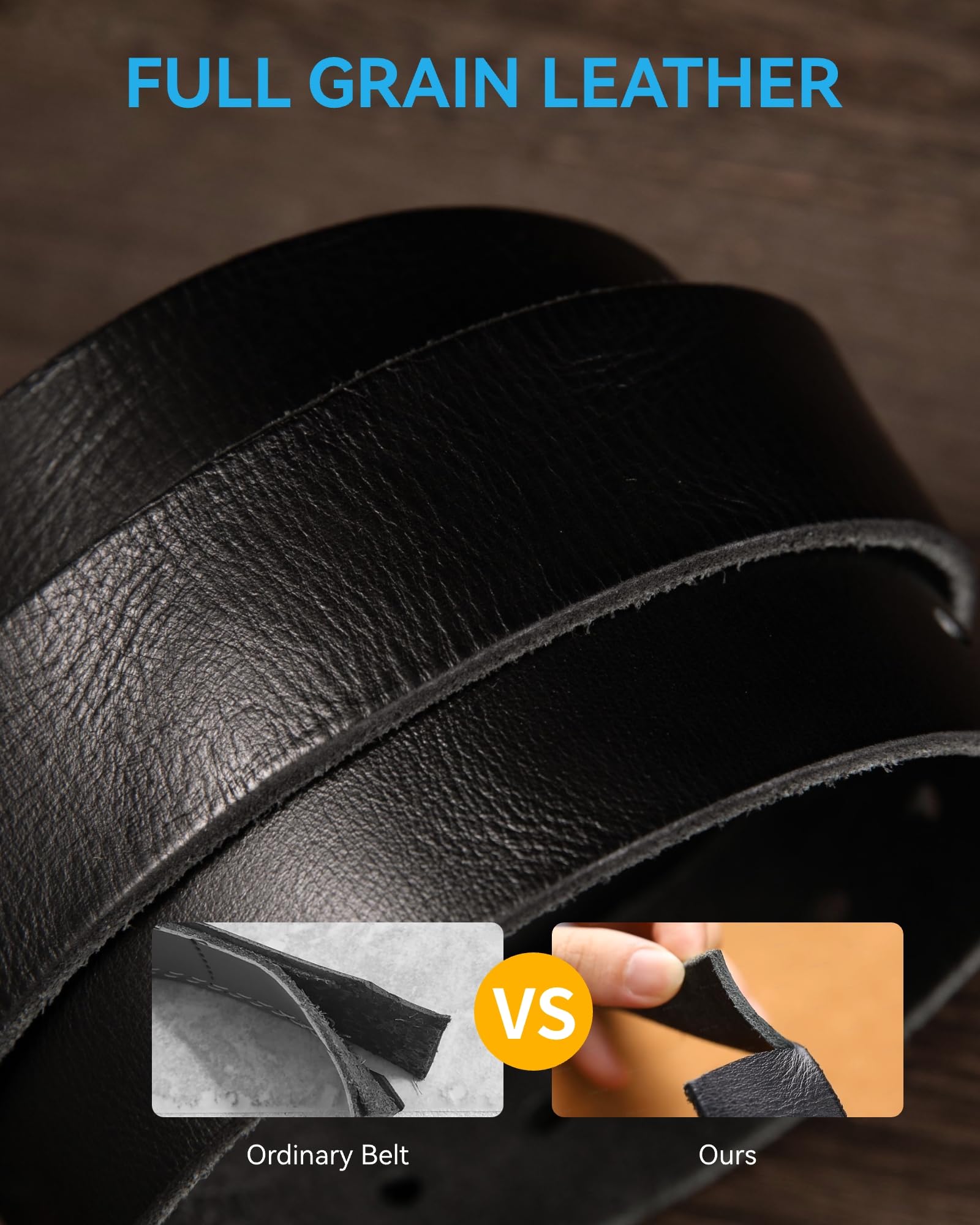 Premium Full Grain Leather Belt for Men - 1.5