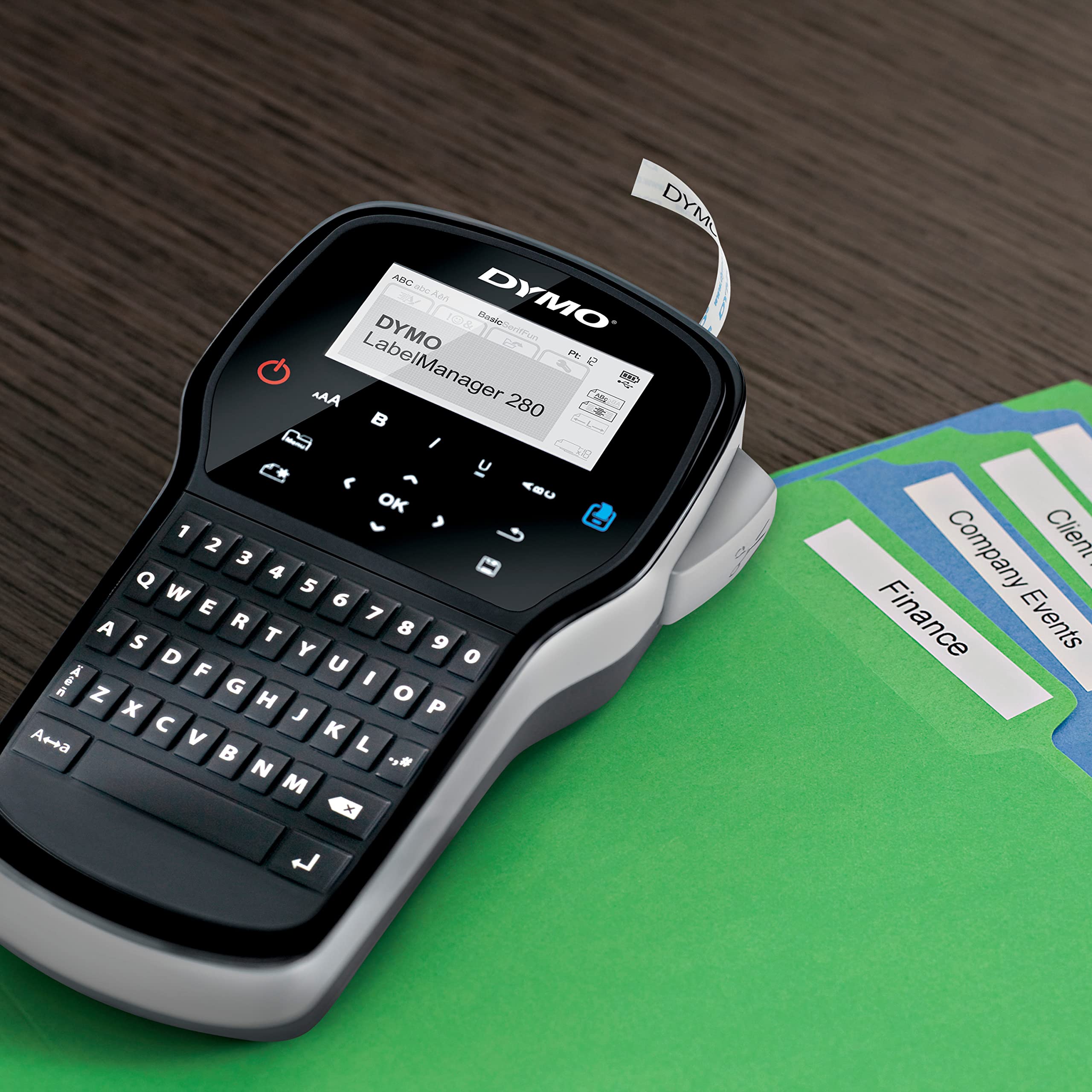 Dymo S0968960 Label Manager 280 Portable Label Maker with QWERTY Keyboard - Black (UK Plug Included) | Perfect for Office Organization, Shipping Labels & Home Storage