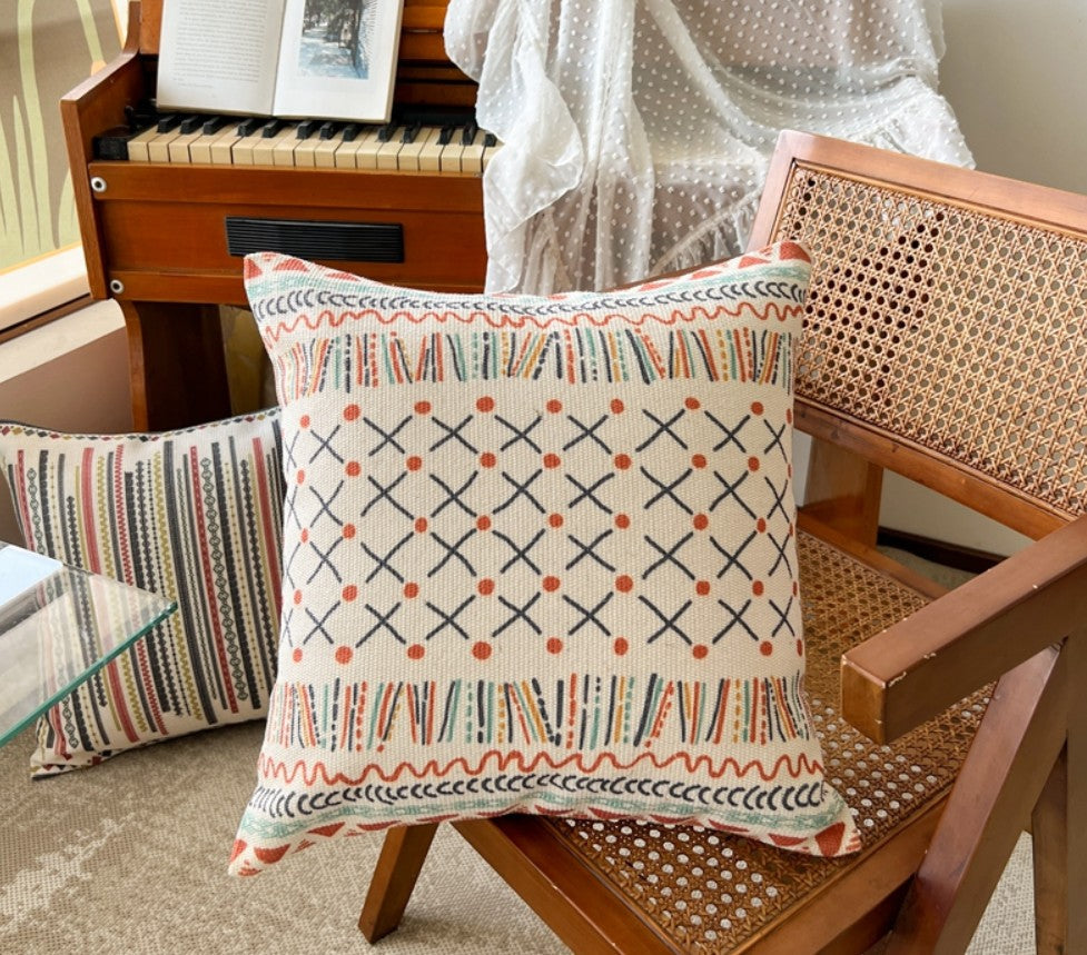 Modern Geometric Pillow Covers - Oriental Square Throw Pillows for Couch & Sofa - Boho Decorative Cushion Covers for Living Room, Bedroom, and Dining Room - Perfect for Home Decor, Accent Seating, and Cozy Interior Styling
