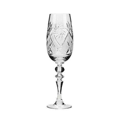 Elegant Russian Cut Crystal Glassware Set of 6 - 7 oz Modern Goblets for Wine, Champagne & Cocktails - Perfect for Weddings, Dinner Parties & Special Events