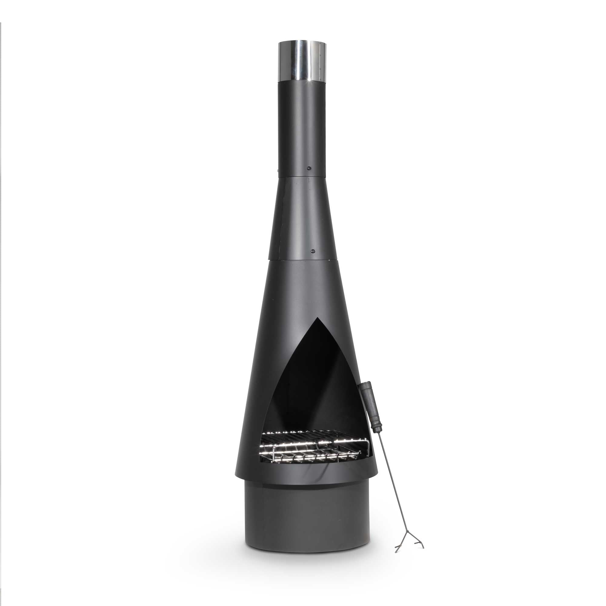 Black Steel Outdoor Chiminea Fireplace & Fire Pit - DG109 for Patio, Garden, and Backyard Gatherings