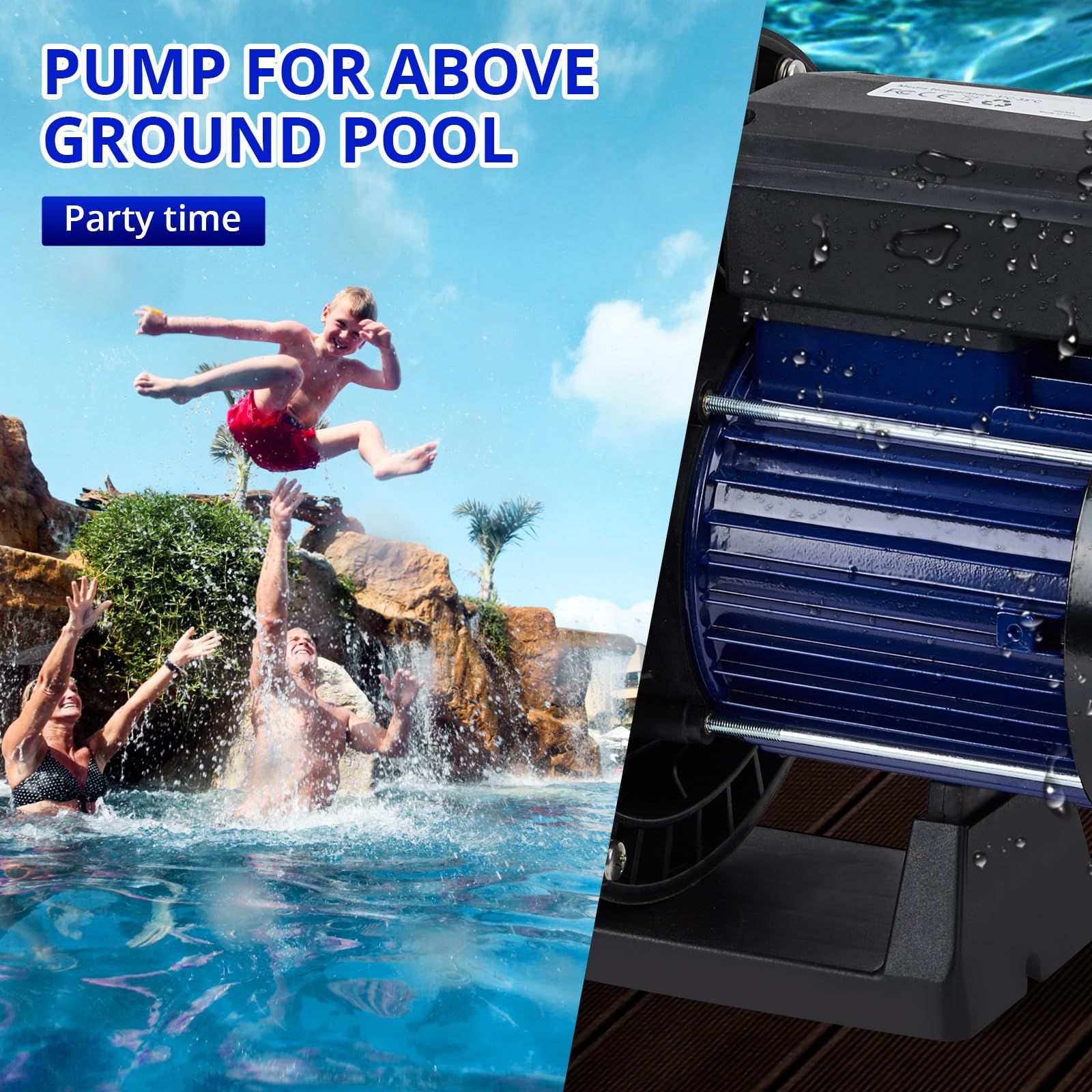 1.6HP High Flow Swimming Pool Pump - 6075GPH, 1200W/115V Single Speed Water Pump for Inground & Above Ground Pools with Filter Basket | Powerful Priming, Low Noise | Perfect for Family Backyard, Vacation Homes & Commercial Pools