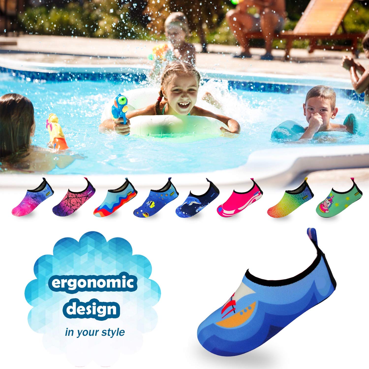 Quick-Dry Non-Slip Water Shoes for Kids & Toddlers - Lightweight Swim Shoes for Beach, Pool & Water Sports - Perfect for Summer, Sea & Outdoor Activities