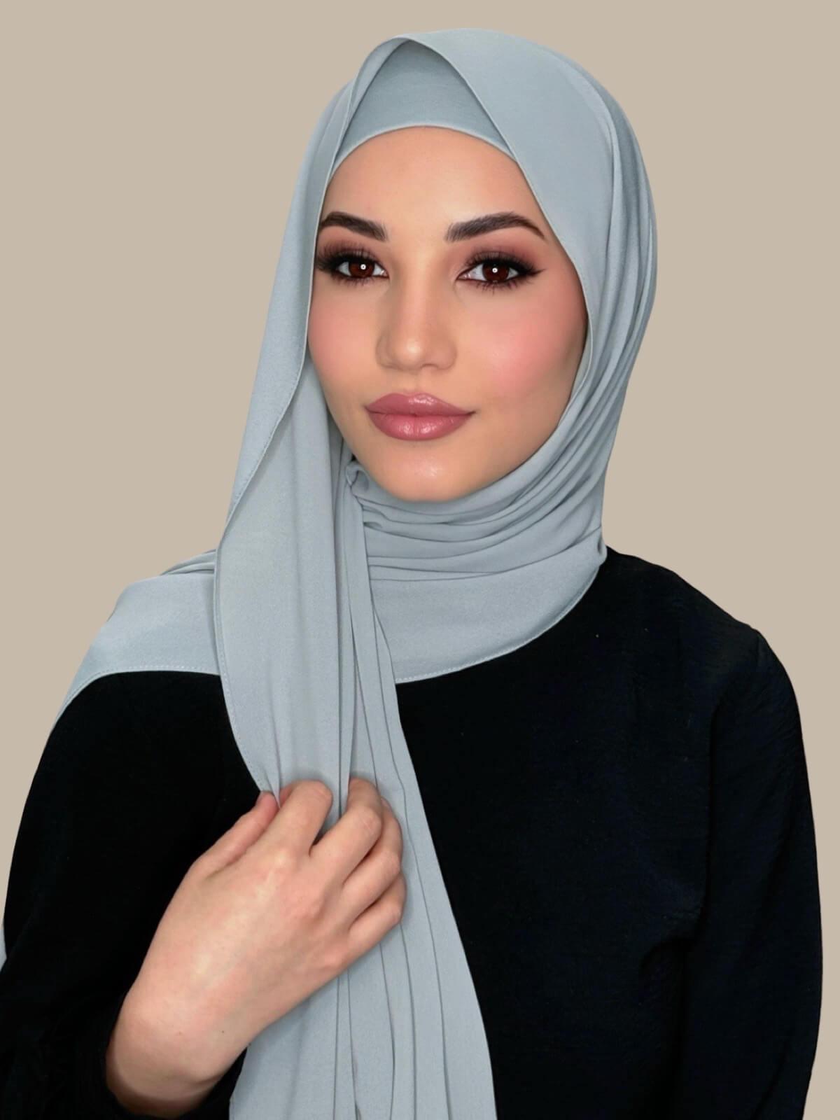 Elegant Dolphin Gray Chiffon Hijab Set - Soft & Breathable Scarf for Women - Perfect for Daily Wear, Prayer, and Special Occasions