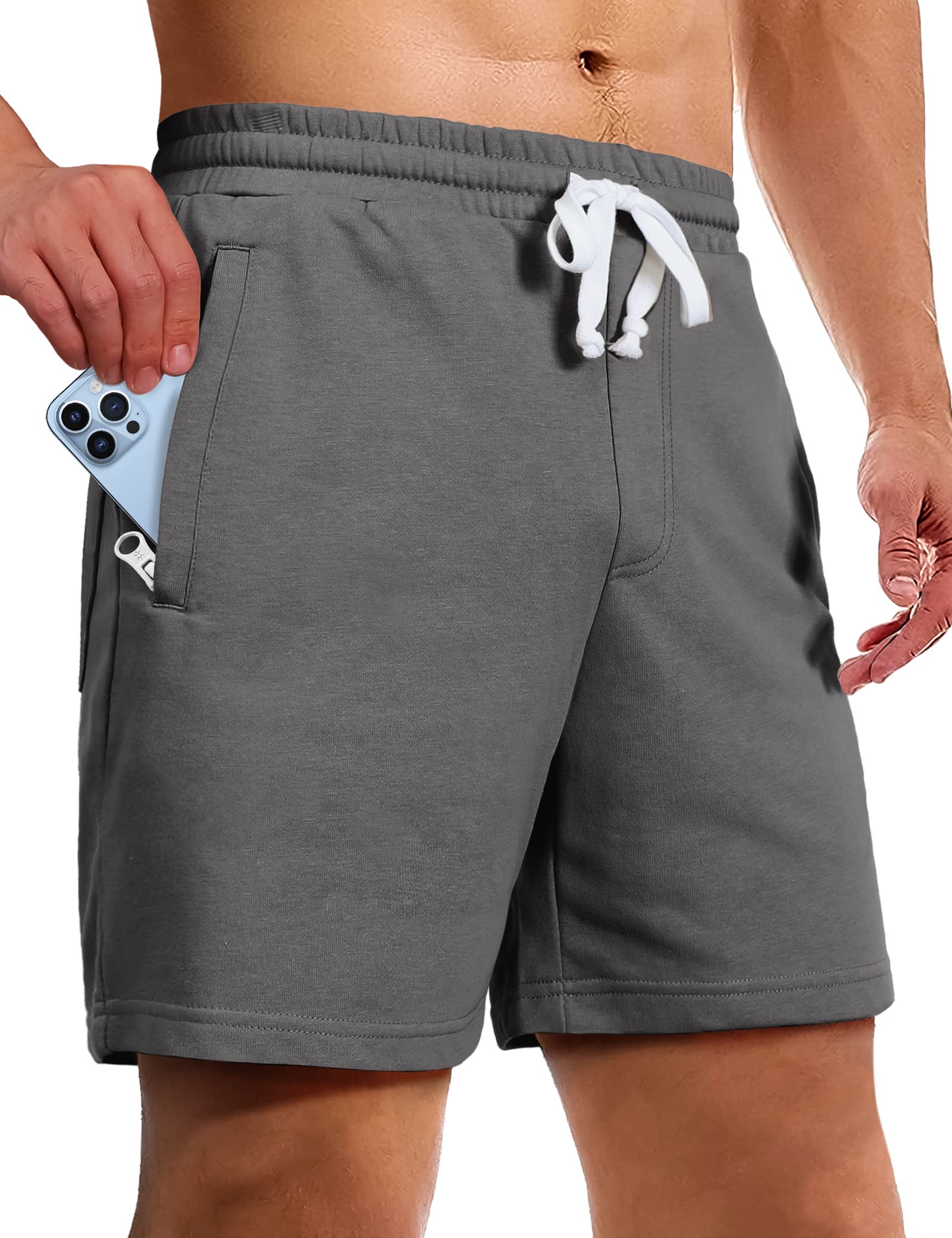 **Pioneer Camp Men's 5-Inch Inseam Sweat Shorts - Athletic Gym Workout & Running Shorts - Breathable Cotton Casual Lounge & Pajama Shorts for Outdoor Camping, Travel & Home Relaxation**