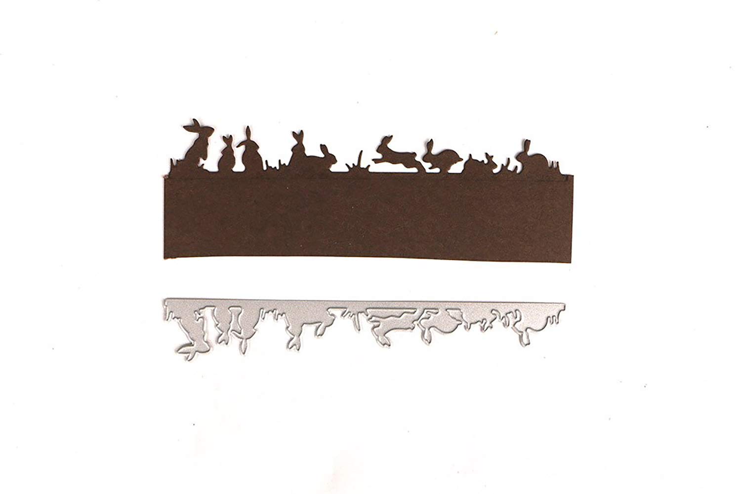 Easter Bunny Rabbits Grass Border Embossing Stencil Template - DIY Scrapbooking, Card Making, Paper Crafts for Spring Decorations & Holiday Greeting Cards