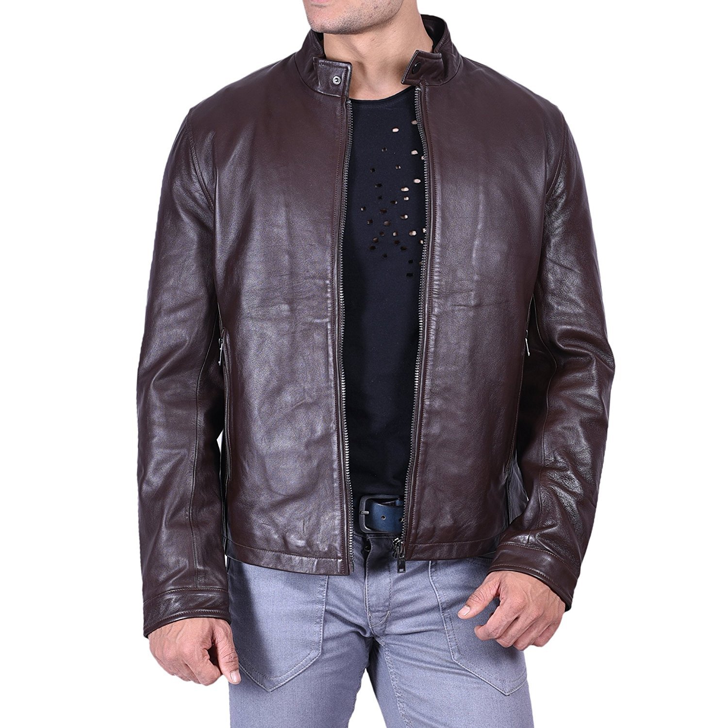 SID Men's Genuine Leather Jacket - Stylish Biker & Casual Wear for Motorcycle Riding, Outdoor Adventures & Everyday Fashion